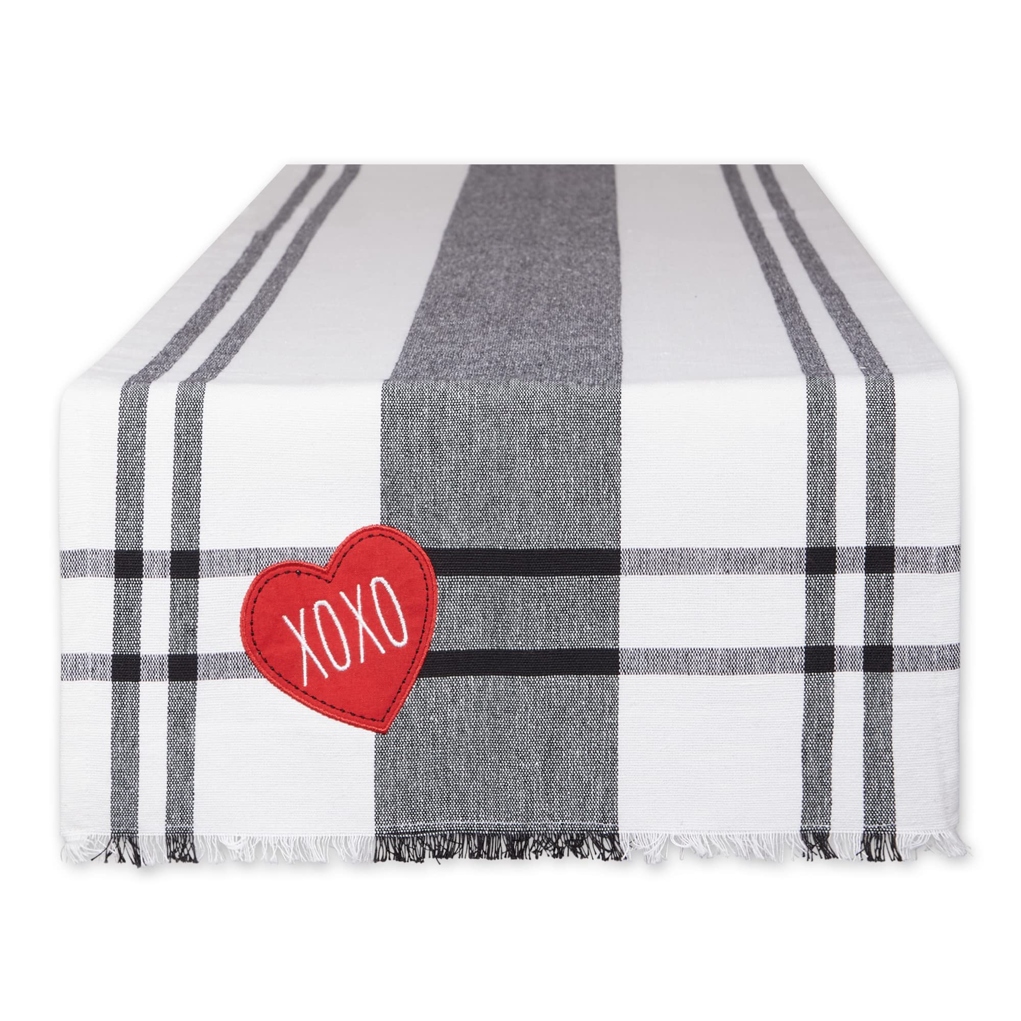 HEART XOXO PLAID TABLE RUNNER 14x72