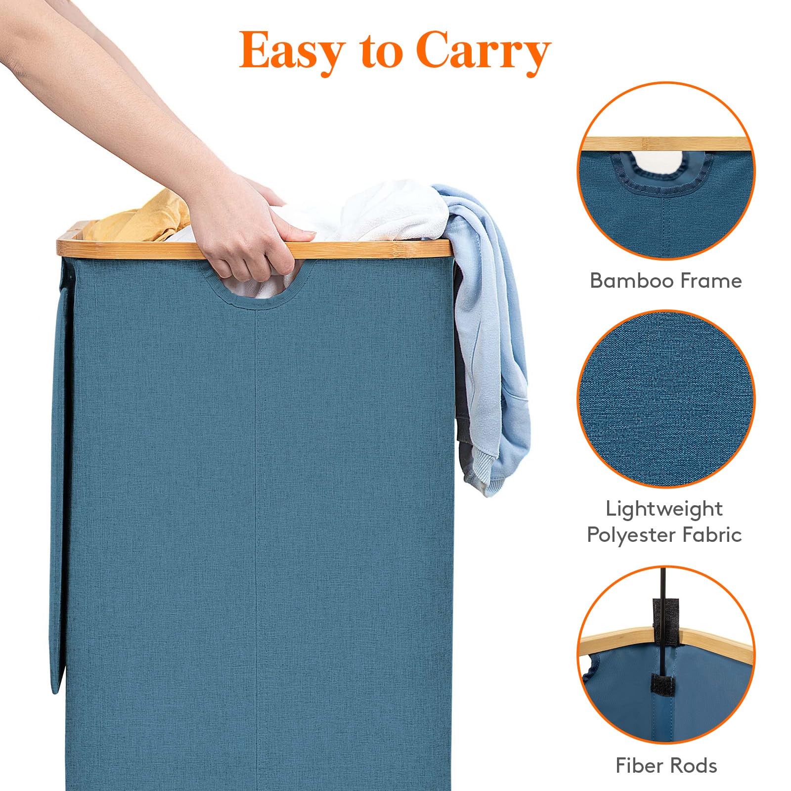 Lifewit 80L Laundry Basket With Lid, Clothes Hampers With Bamboo Handles And A Removable Laundry Bag, Large Foldable Hamper For