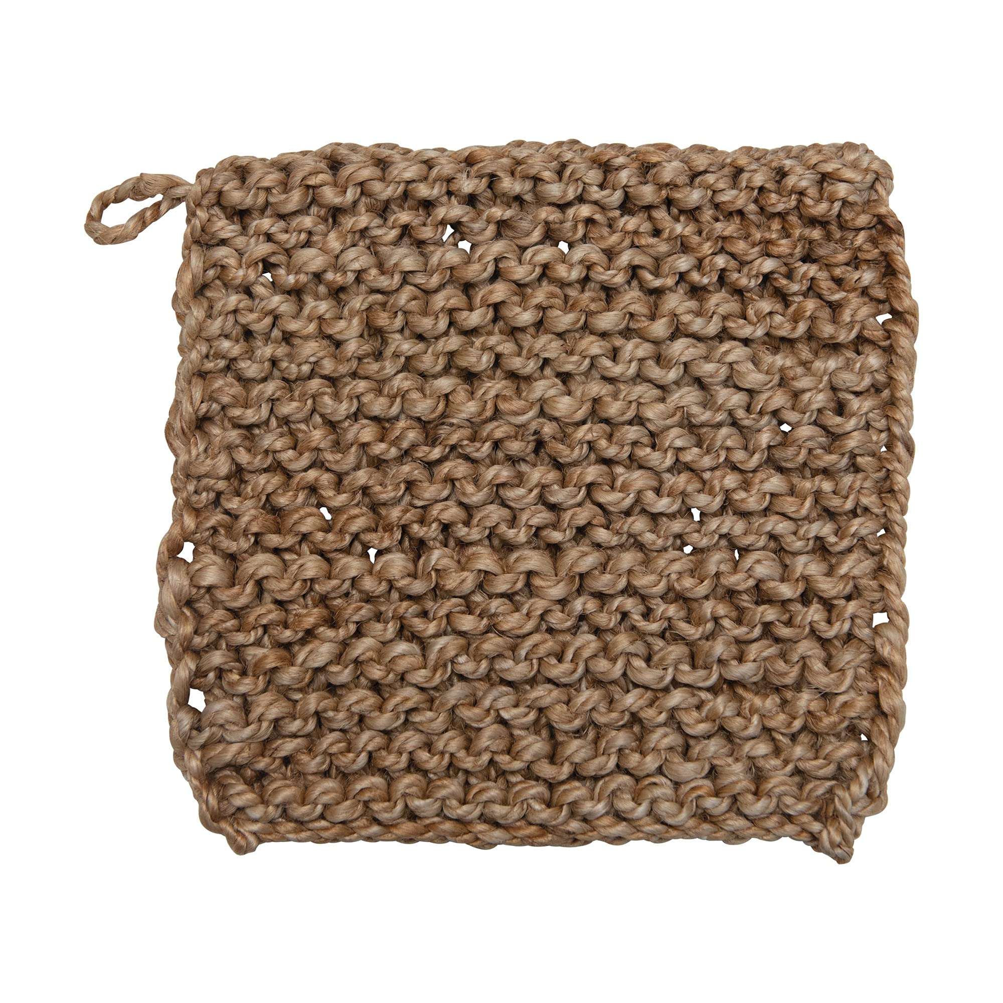 Bloomingville Square Natural Jute Crocheted Pot Holder, 8'' Sqaure