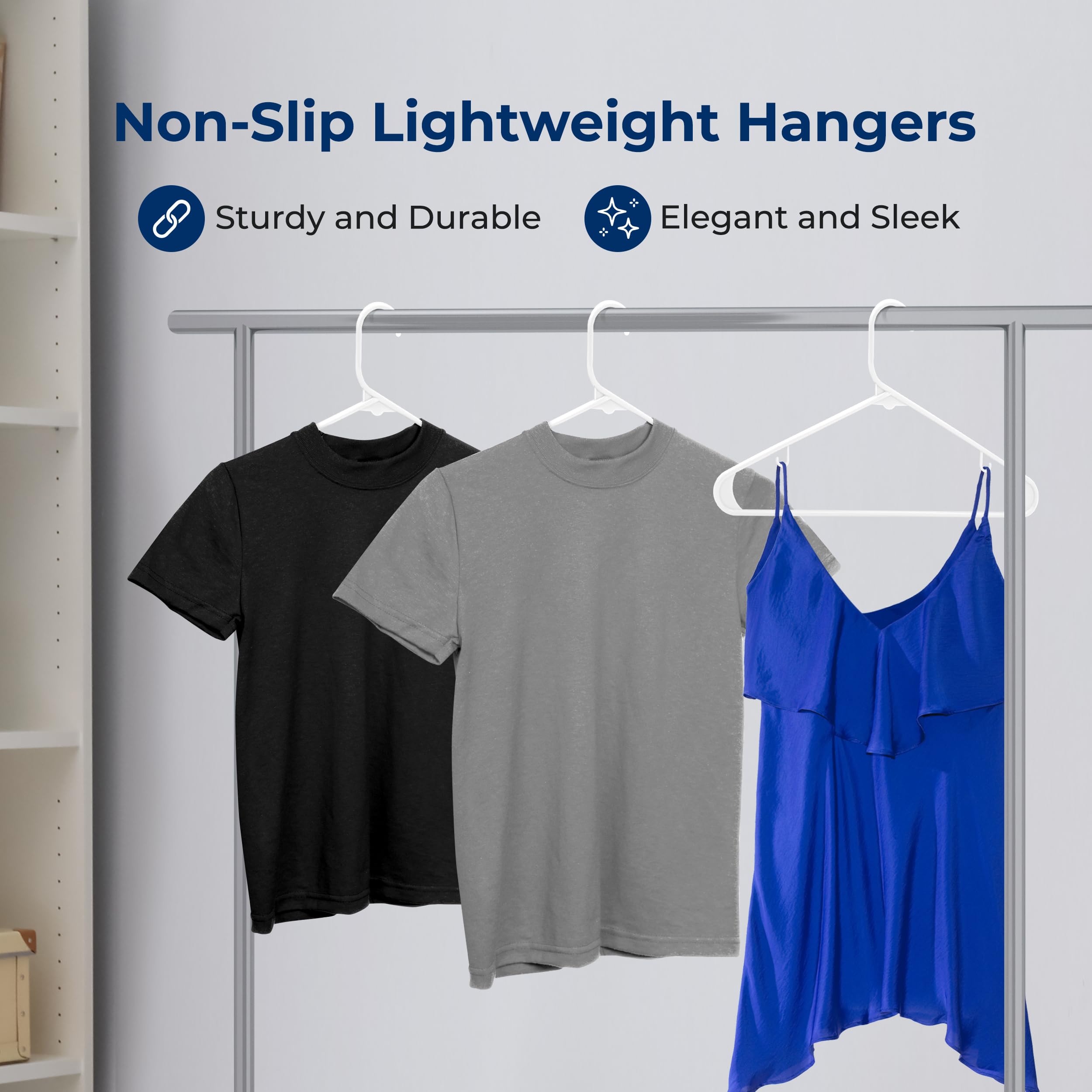 SereneLife White Standard Plastic Hangers - Space Saving Durable Tubular Heavy Duty Clothes Hanger Set Ideal for Laundry/Daily Use  Can Hold Up to 5.5 Lbs. for Coats  Jackets  Pants & Dress (50-Pack)