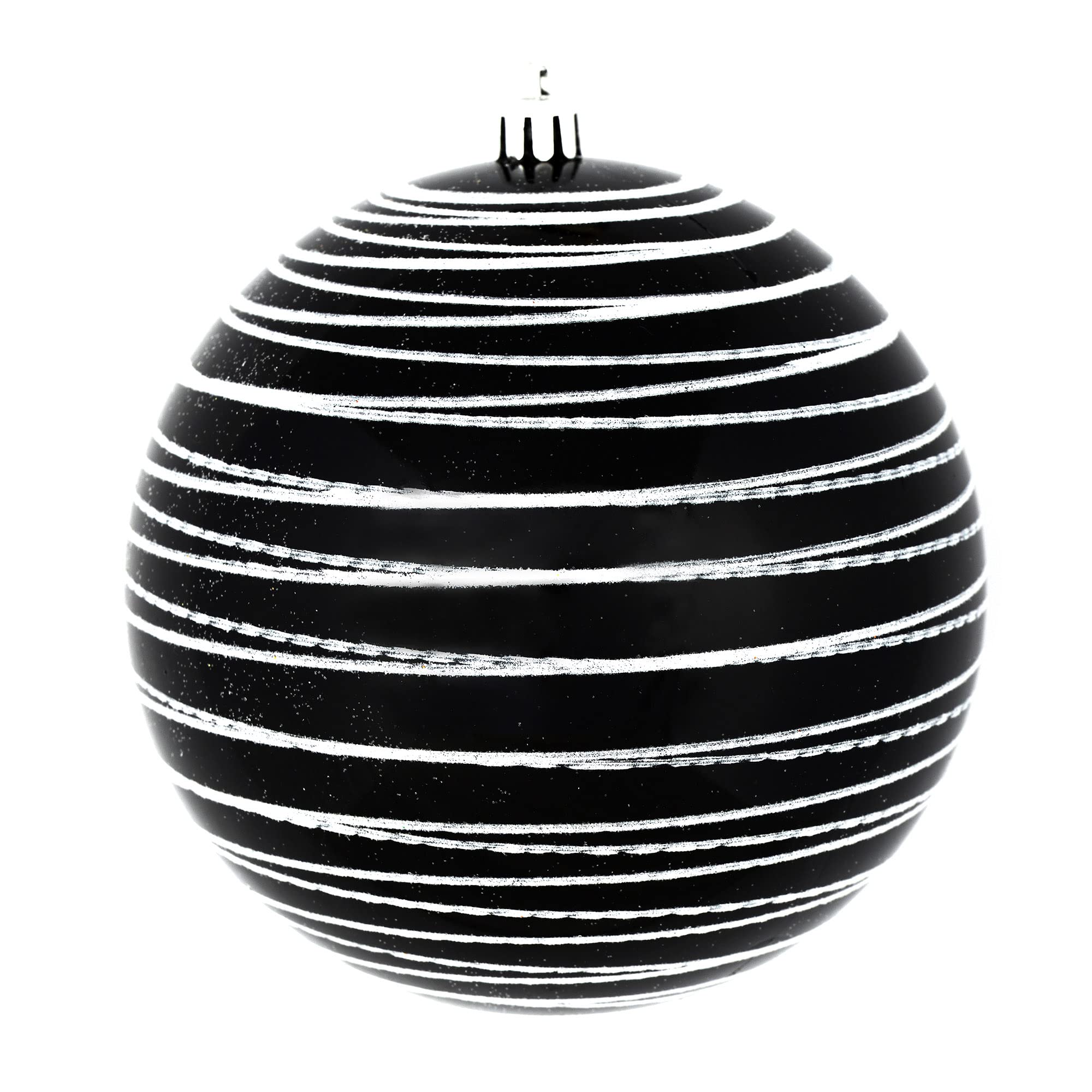 Vickerman 6 Black Candy Finish Ball Ornament with Glitter Lines. Includes 3 Ornaments per Bag.