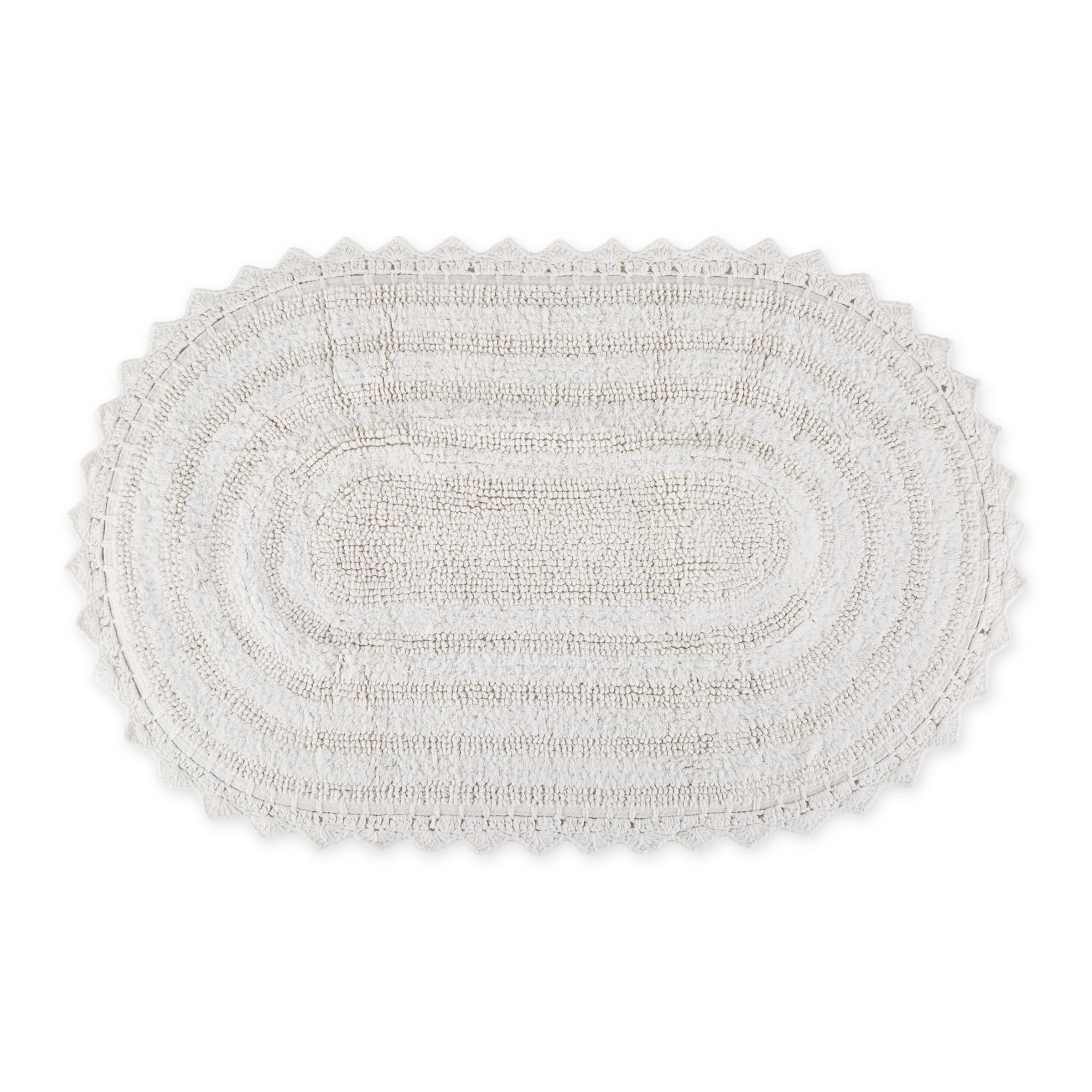 DII Crochet Collection Reversible Bath Mat  Small Oval  17x24  White
