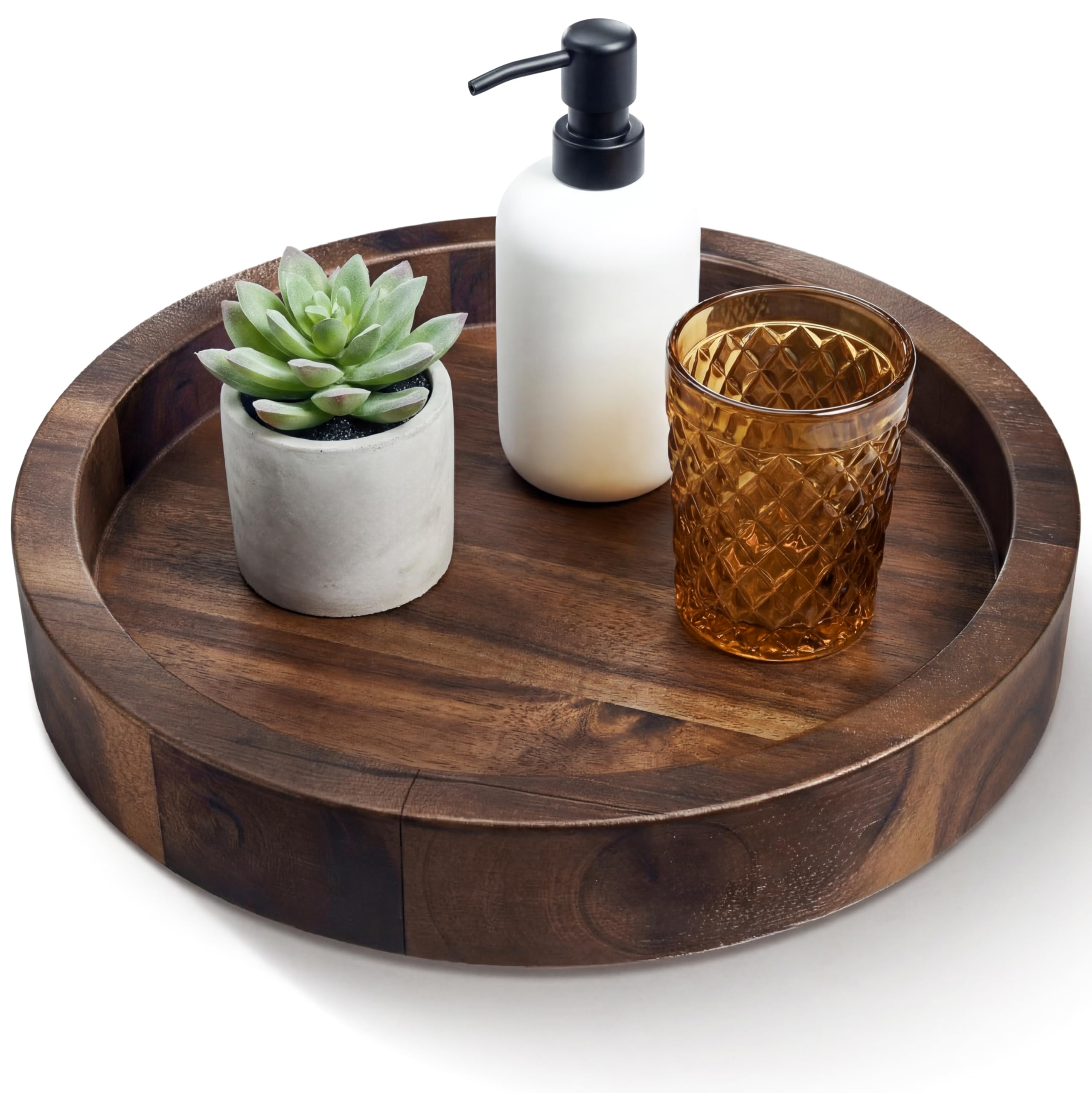 TIDITA 13 Acacia Lazy Susan Turntable for Table - Wooden Charcuterie Boards Cheese Board - Extra Large Lazy Susan Organizer - Ki