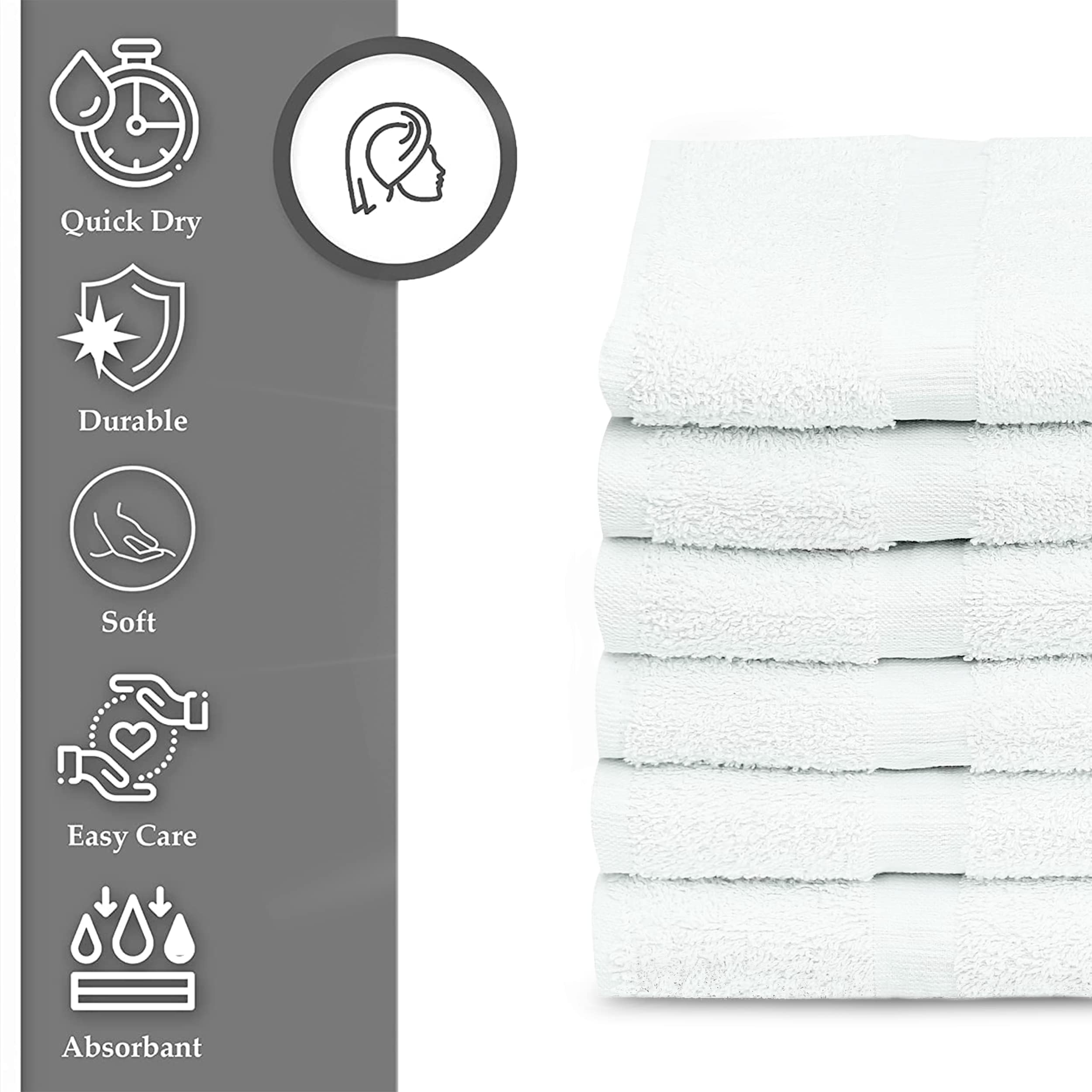 Gold Textiles 12 Pcs New White (20X40 Inches) Cotton Blend Terry Bath Towels Salon/Gym Towels Light Weight Fast Drying