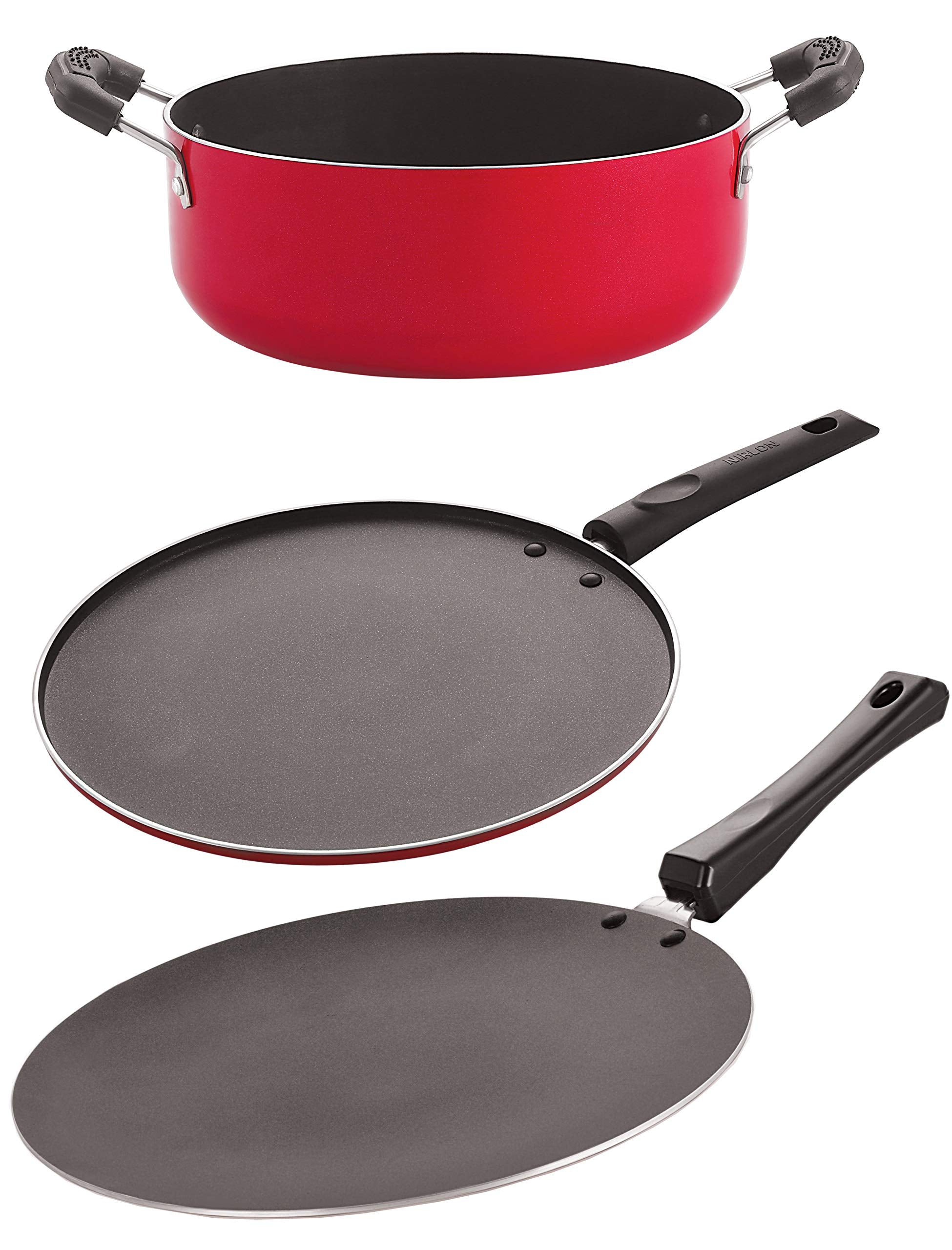 Nirlon NonStick Cookware Kitchen Cooking Essential Combo Set(Ct12_St11_Cs24)