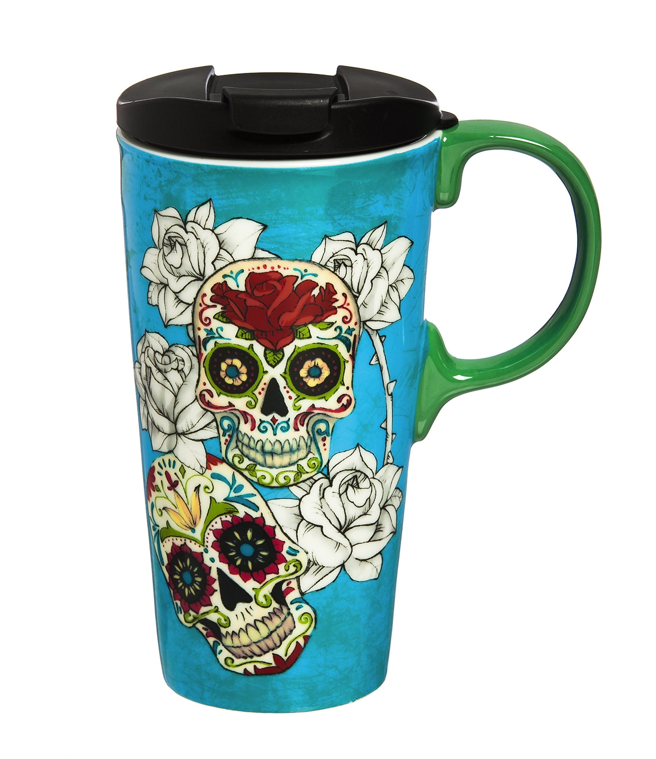 Cypress Home Beautiful Day of the Dead Ceramic Perfect Cup - 4 x 5 x 7 Inches Indoor/Outdoor home goods For Kitchens, Parties an