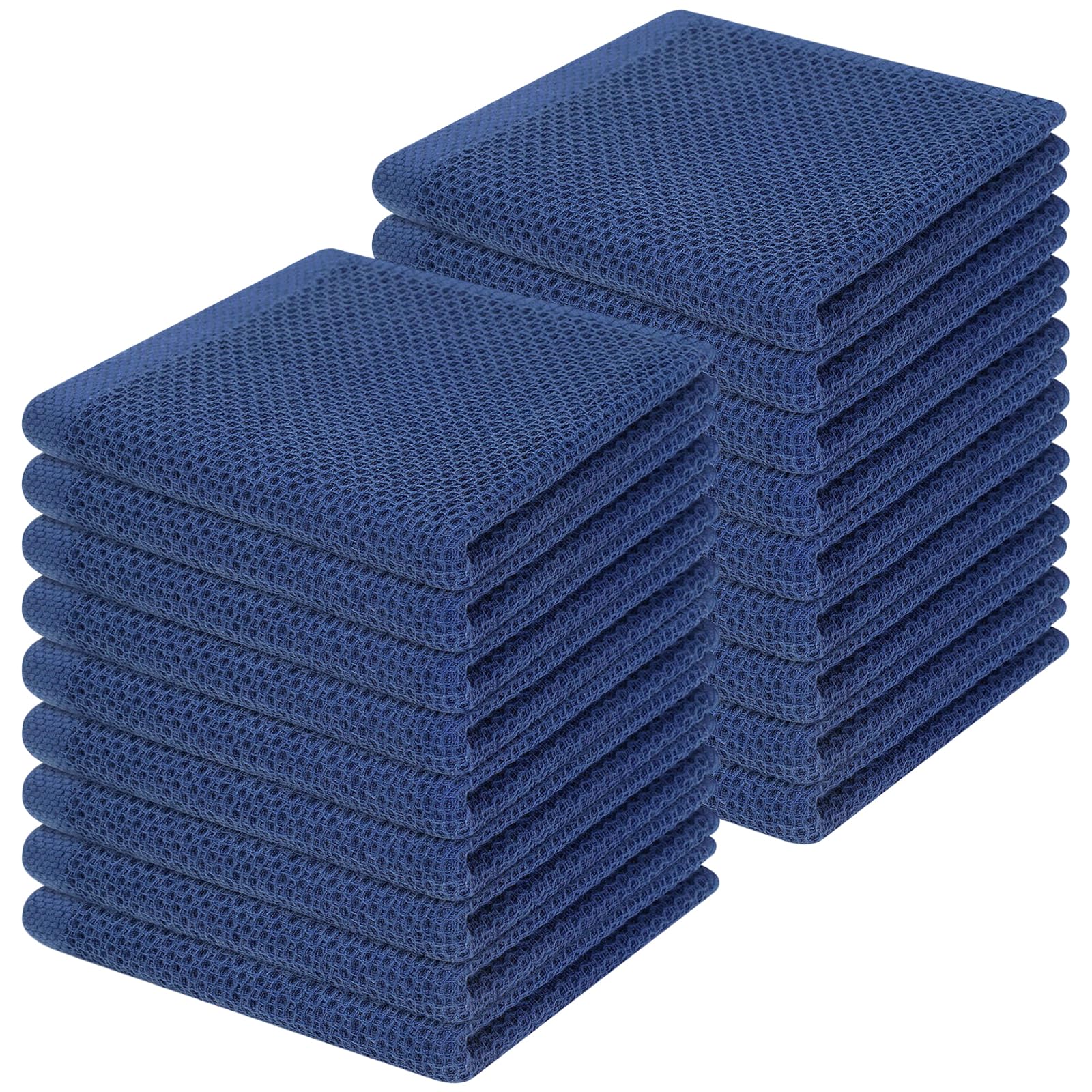 Homaxy 100% Cotton Waffle Weave Kitchen Dish Cloths, Ultra Soft Absorbent Quick Drying Dish Towels, 12 x 12 Inches, 18-Pack, Nav