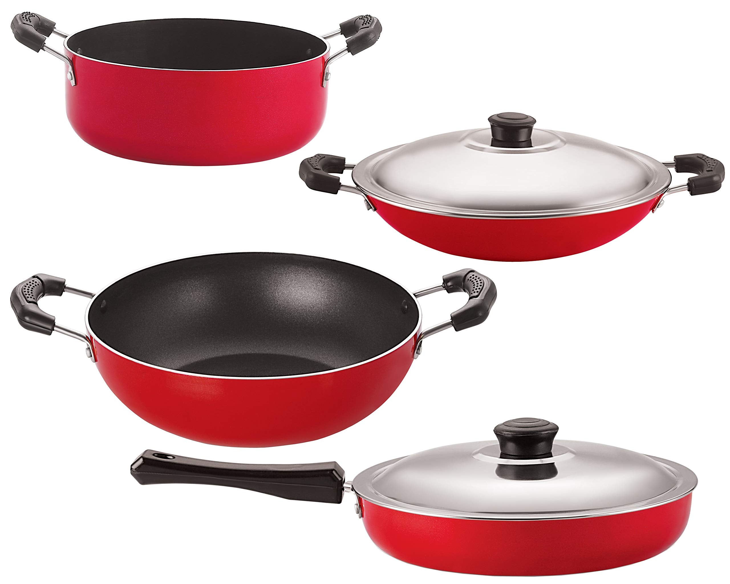Nirlon Safecook Non Stick Expedient 4 Piece Cookware Set With Bakelite Handle
