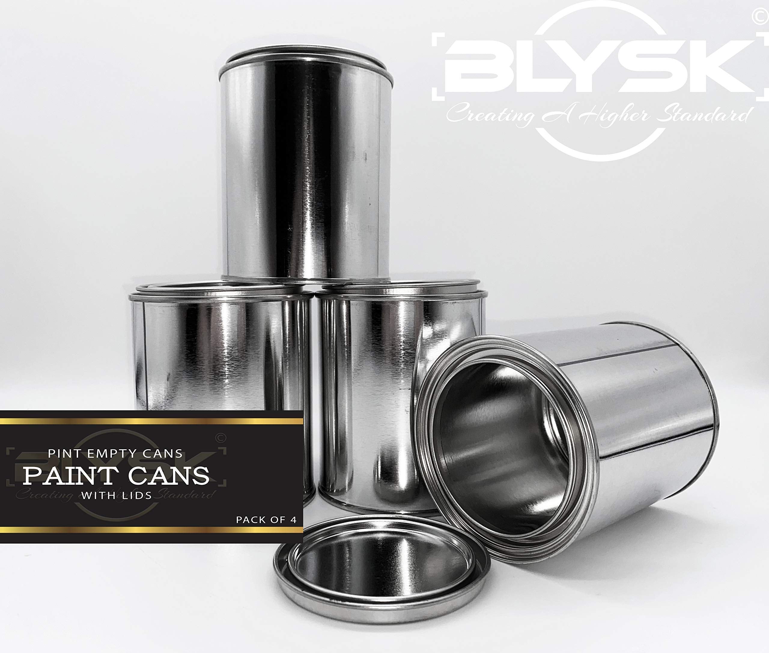 Blysk Empty Metal Paint Cans With Lids, (Pint Size, 8 Pack) Empty Pint Paint Can Storage, Unlined Multipurpose Storage For Arts