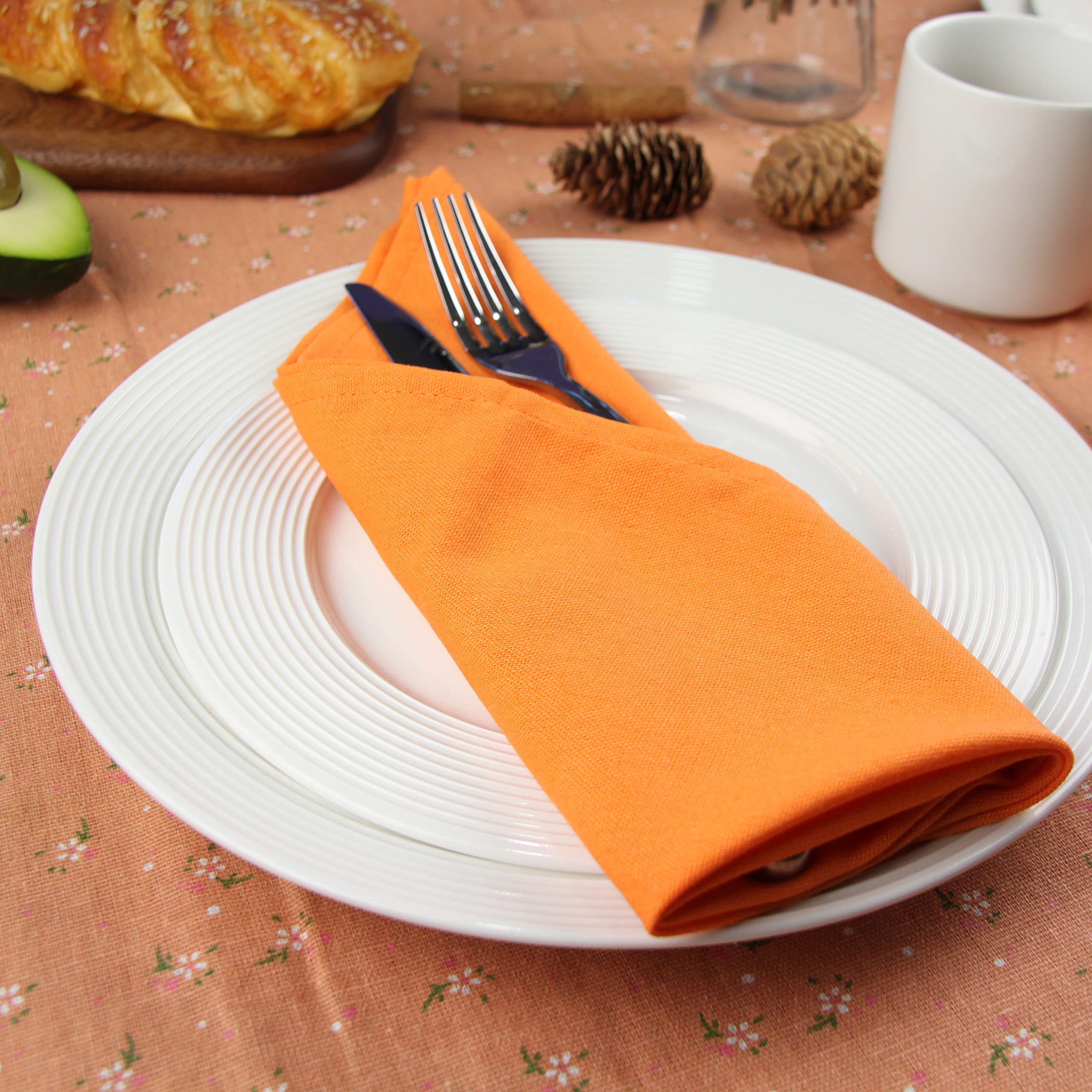 Infei Solid Color Cotton Linen Blended Thin Dinner Cloth Napkins - Set Of 12 (40 X 40 Cm) - For Easter Events & Home Use (Multi