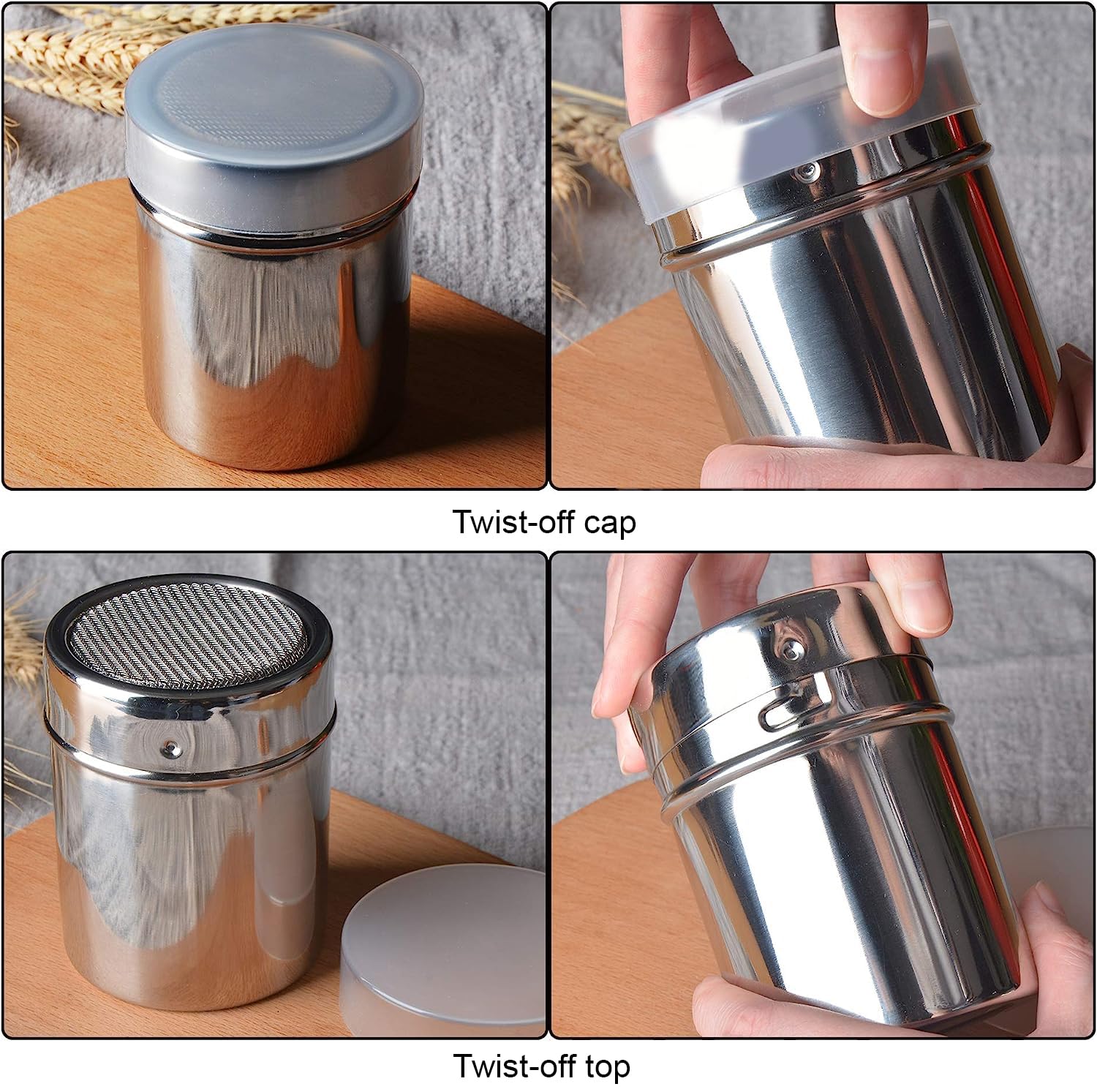 Cuisinox Stainless Steel Chocolate/Icing Sugar/Cocoa Powder/ Shaker Duster Coffee Stencils Cappuccino Latte Art, 3.5'' X 2.7''