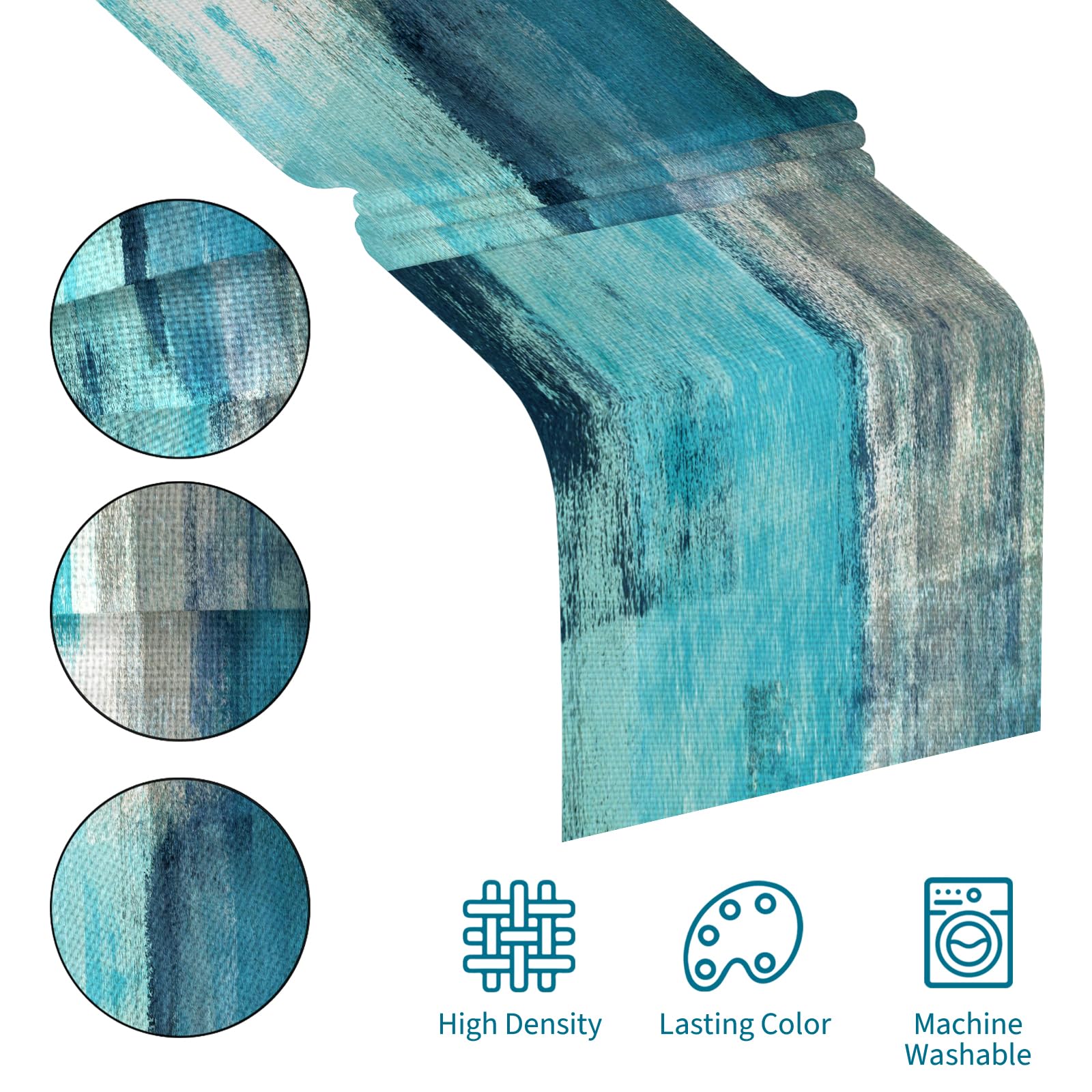 Teal Grey Table Runners Modern Art Farmhouse Linen Table Runners Dresser Scarves Retro Rustic Style for Party Kitchen Dining Tab