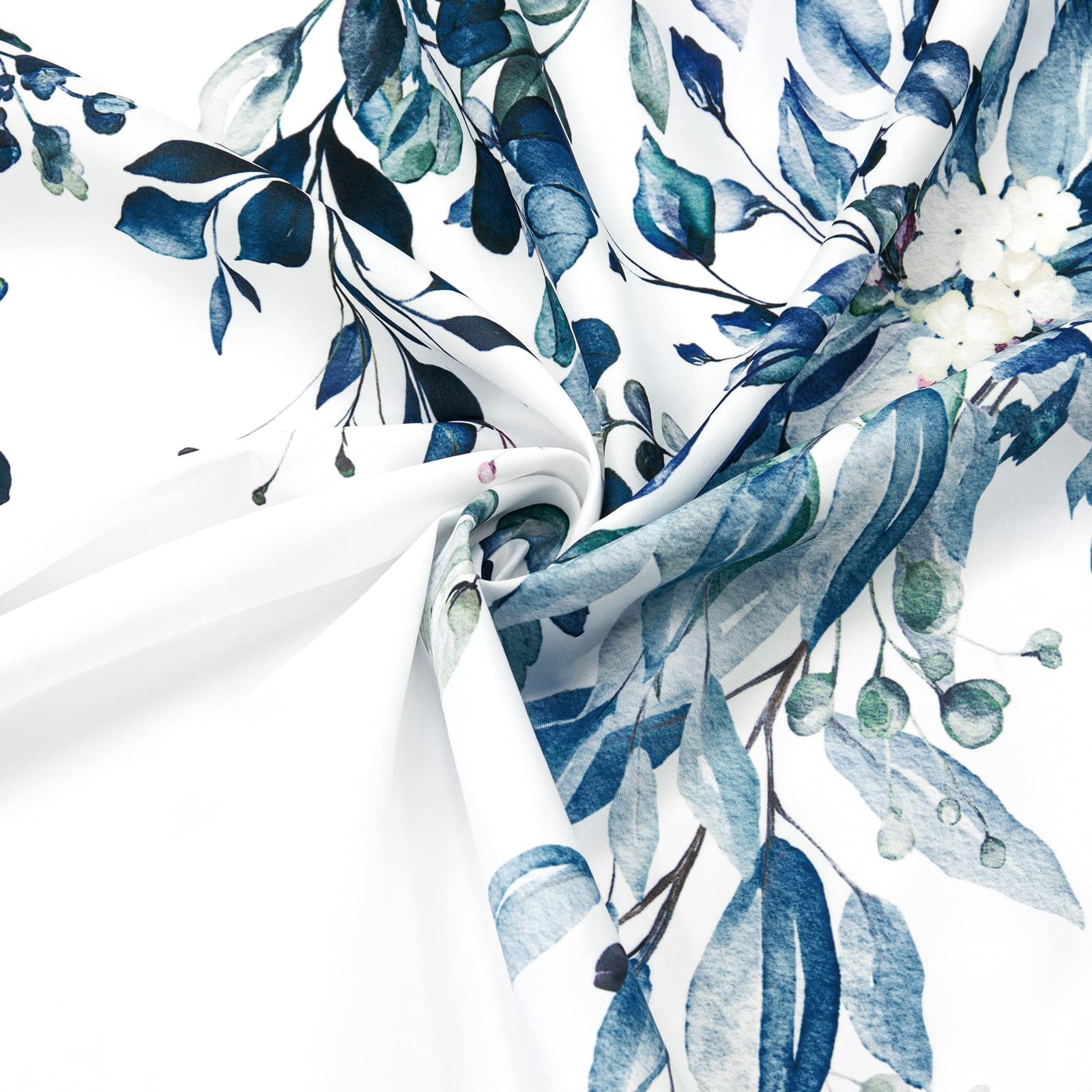 Gibelle Extra Long Shower Curtain 72 x 84  Blue Floral Shower Curtain for Bathroom  Watercolor Plant Eucalyptus Leaves Fabric Shower Curtain Set with Hooks