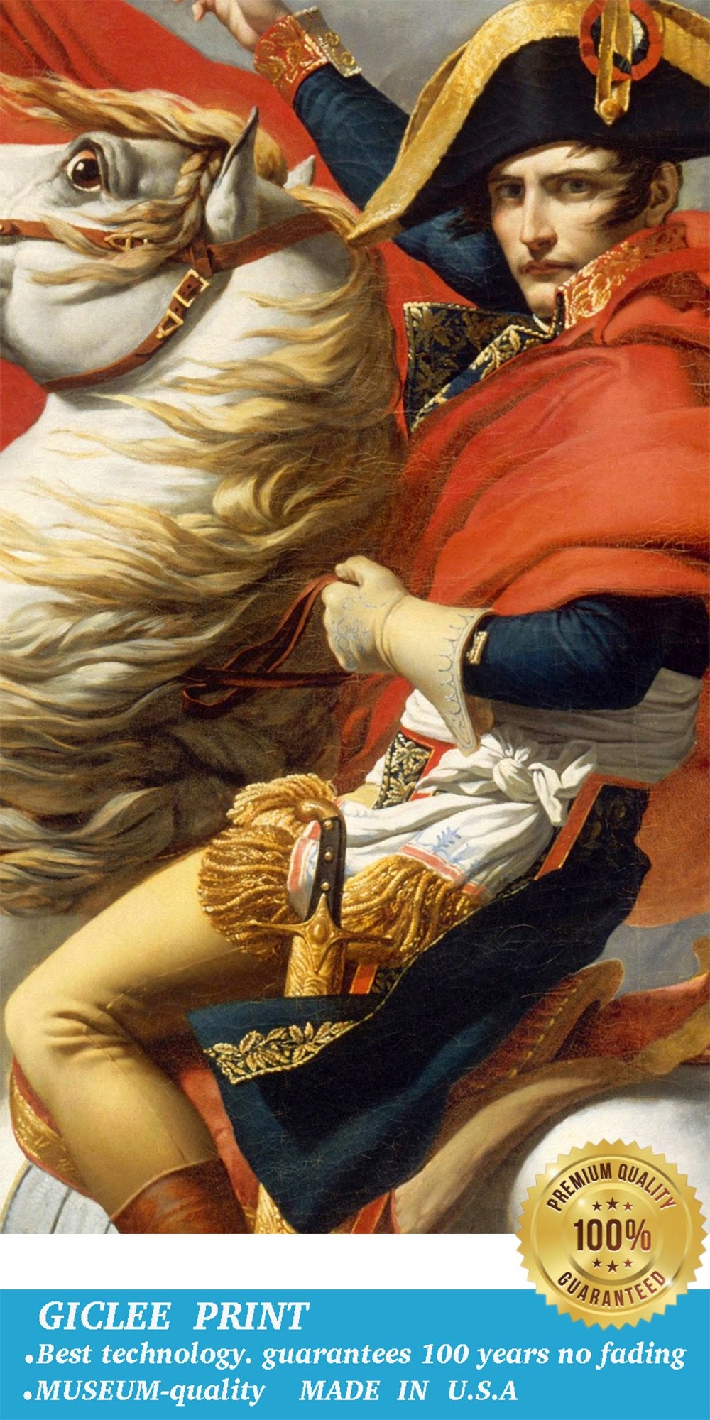 Eliteart- Napoleon Crossing The Alps By Jacques-Louis David Oil Painting Reproduction Giclee Wall Art Canvas Prints-Framed Size: