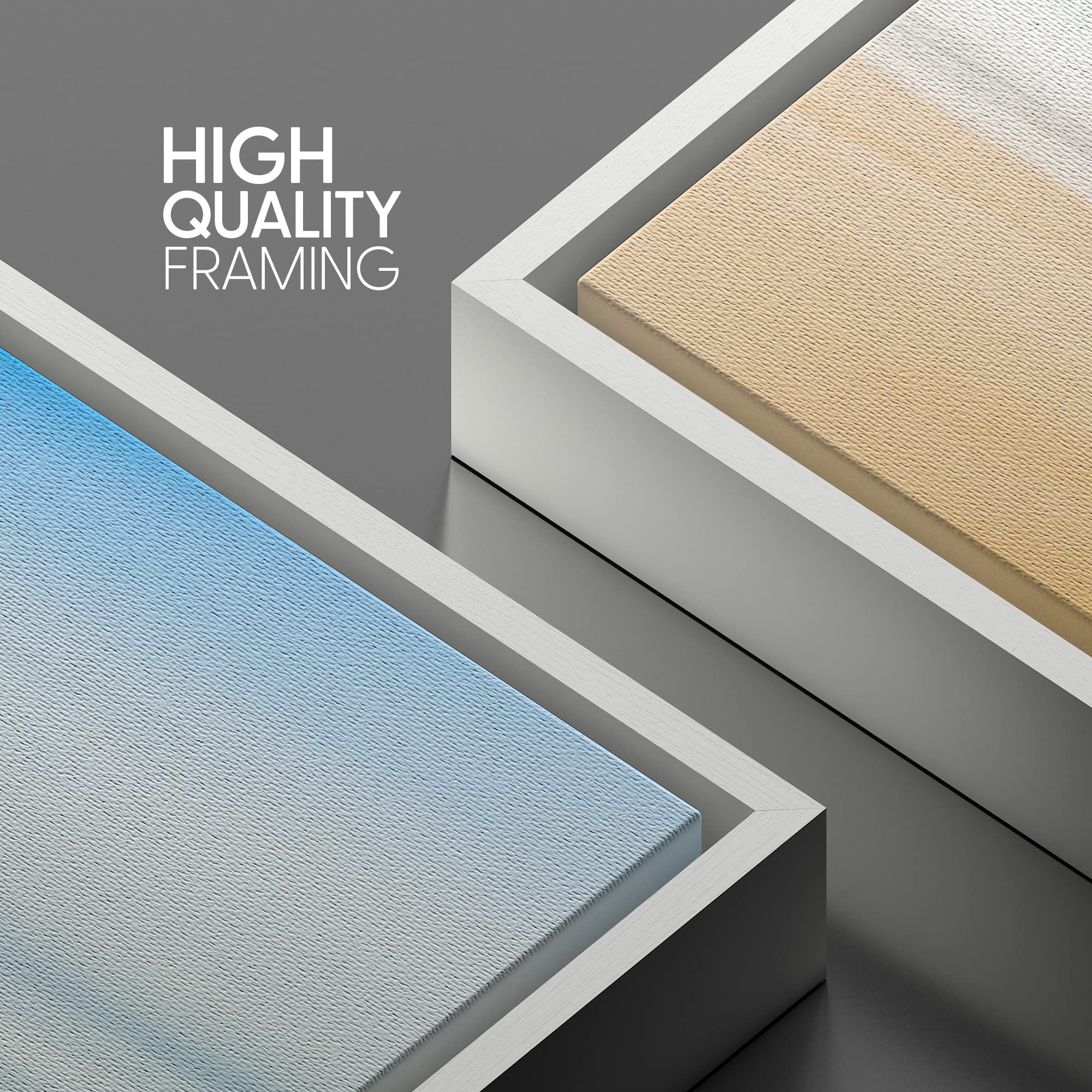 Signwin Framed Canvas Wall Art Blue Sky With Sea Reflection By The Sandy Beach Coastal Ocean Oil Painting Abstract Modern Closeu