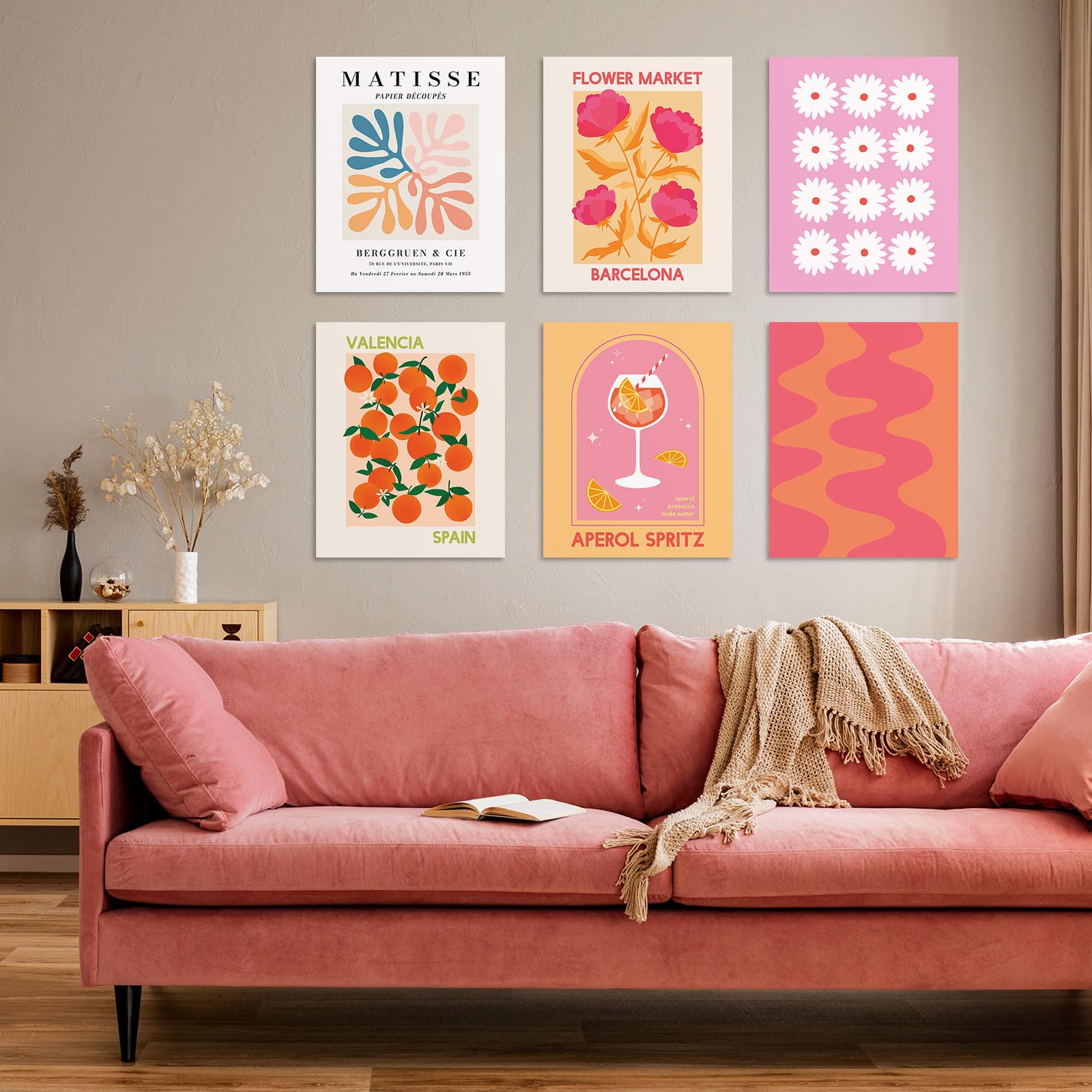 Habseligkeit Flower Market Wall Art Posters For Room Decor Aesthetic, Pink Wall Decor, Warm Matisse Home Decor For Girls Dorm, U
