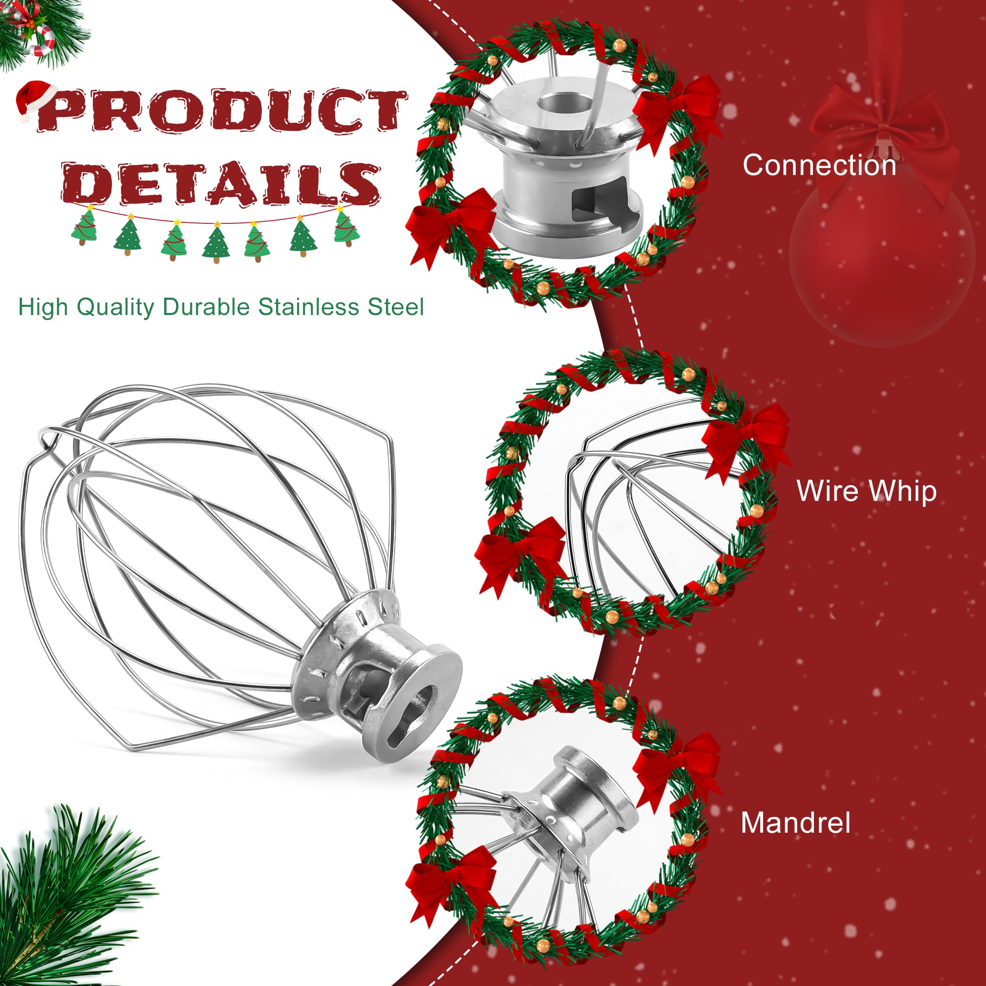 Kitchen Mixers Aid K45WW 6-Wire Whip Whisk Fits For 4.5-5QT Title-Head Stand Mixer K45 KSM90 Stainless Steel Egg Cream Stirrer Cakes Mayonnaise Whisk by MIFLUS