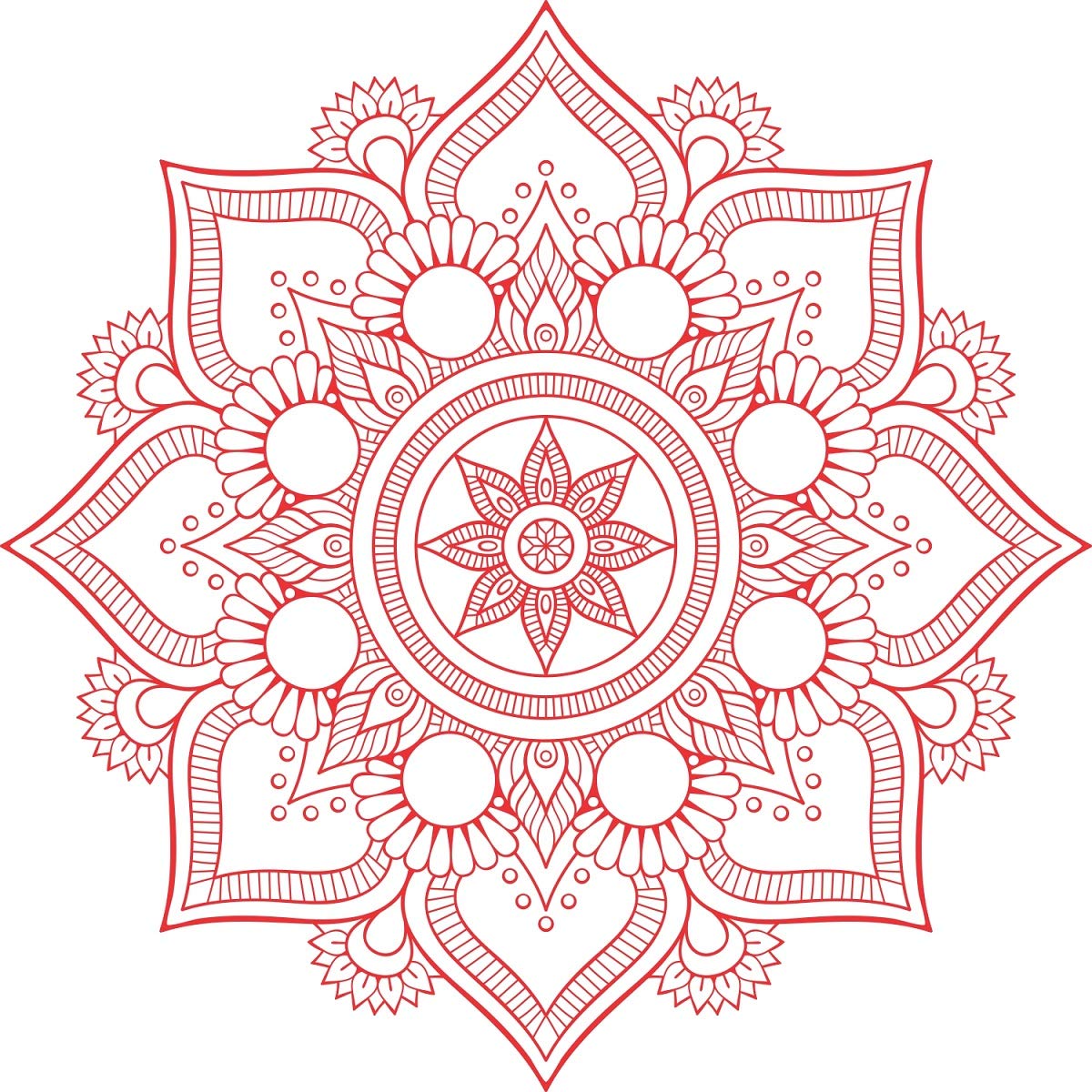 Sticker Studio PVC Vinyl Round Rangoli Flower Design Big Size 3D Floor Sticker for Mandir Diwali Decoration, Size: 15.74 Inches