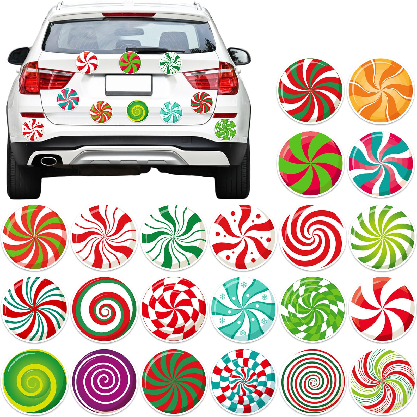 JULMELON 22 Pcs Christmas Candy Magnets Refrigerator Car Magnets Magnetic Sticker for Xmas Holiday DIY Decorations Party Favors 