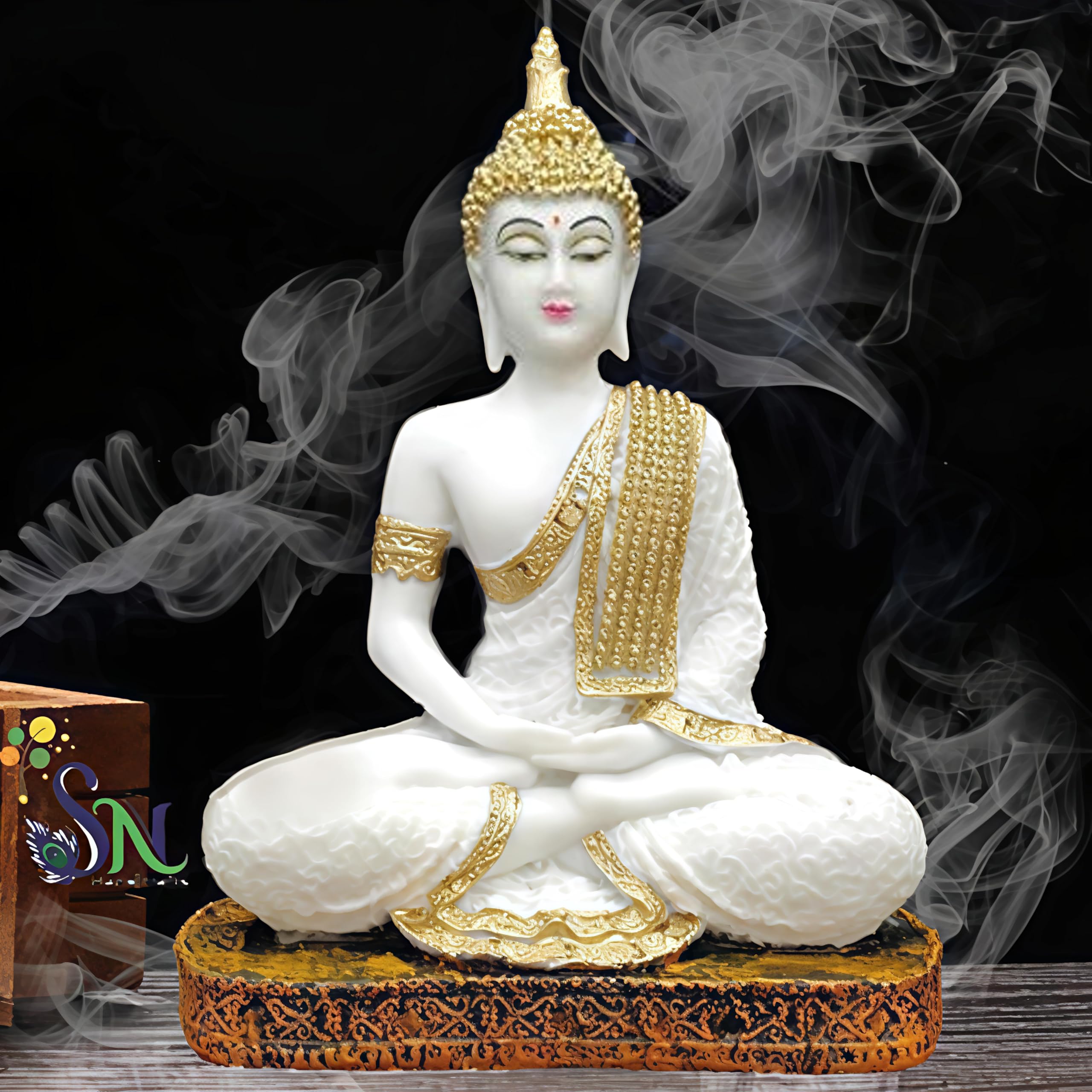 Sn Handicrafts Sitting Polystone Home Decor Decoration Buddha Idol Statue Showpiece Gift Gifting Item Buddha Idol Statue Showpie