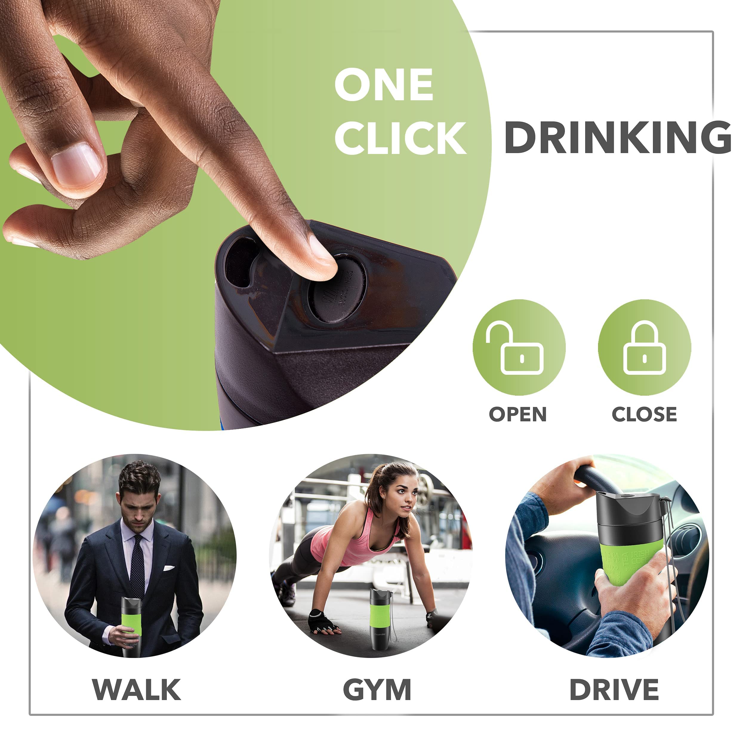 Kamille Coffee Tumbler Stainless Steel Coffee Travel Mug - Double Wall Thermal Vacuum Insulated Coffee Cup With Lid For Cold, Ic