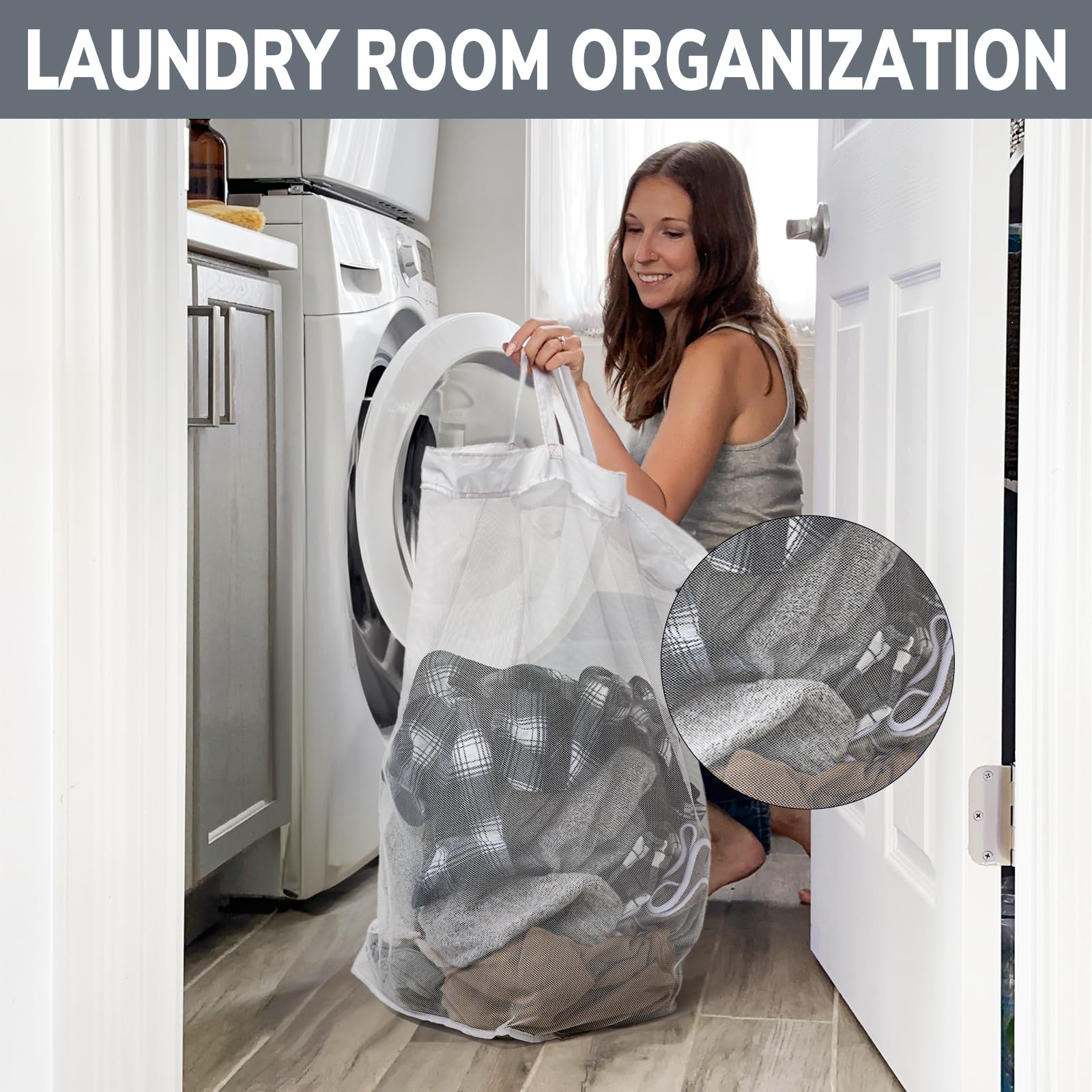 Goodpick Laundry Basket With Wheels, 75L Collapsible Tall Laundry Hamper, Large Laundry Basket With Removable Wash Bag For Corne