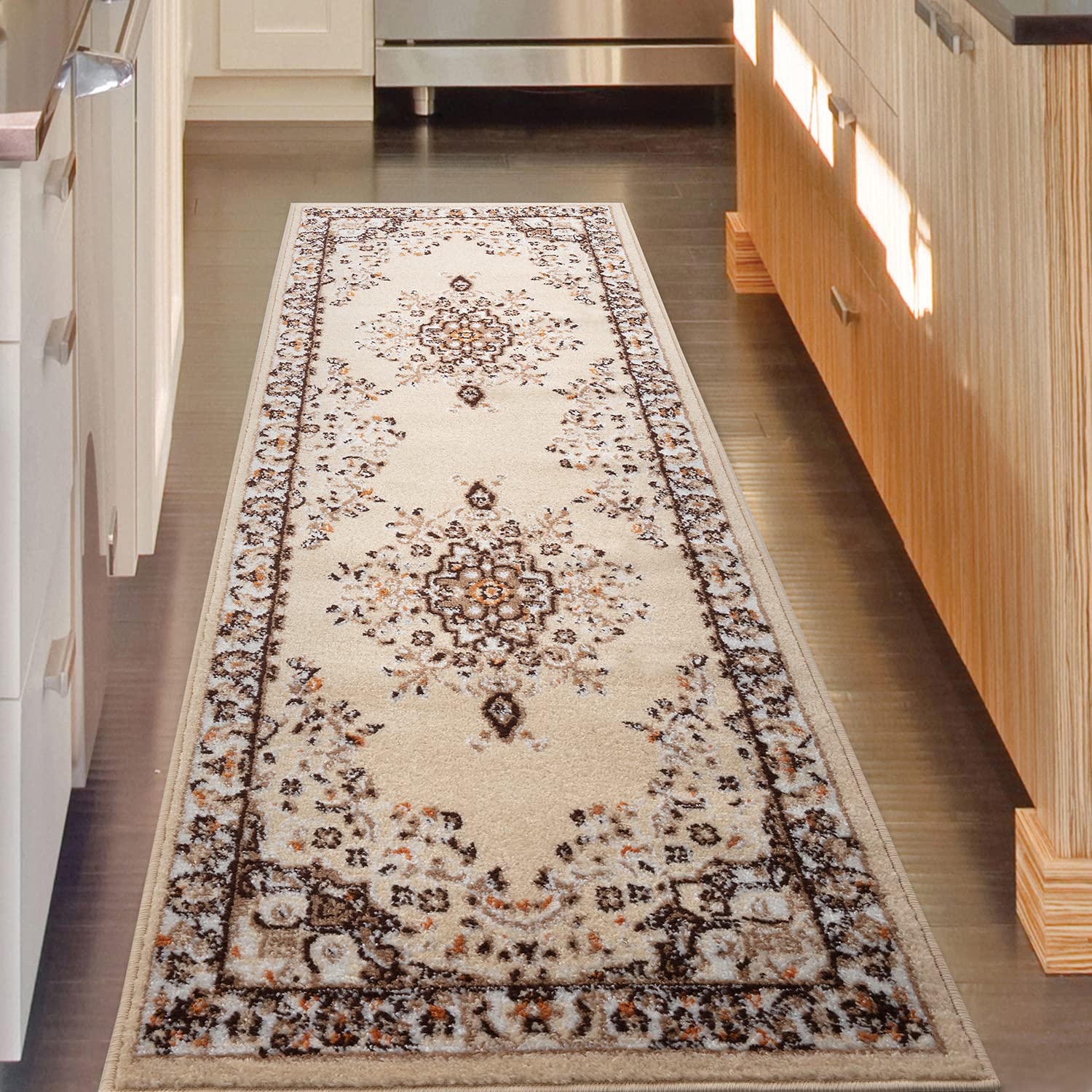 Antep Rugs Oriental 2x7 Traditional Medallion Indoor Runner Rug Siesta (Maroon Beige, 2 x 7)