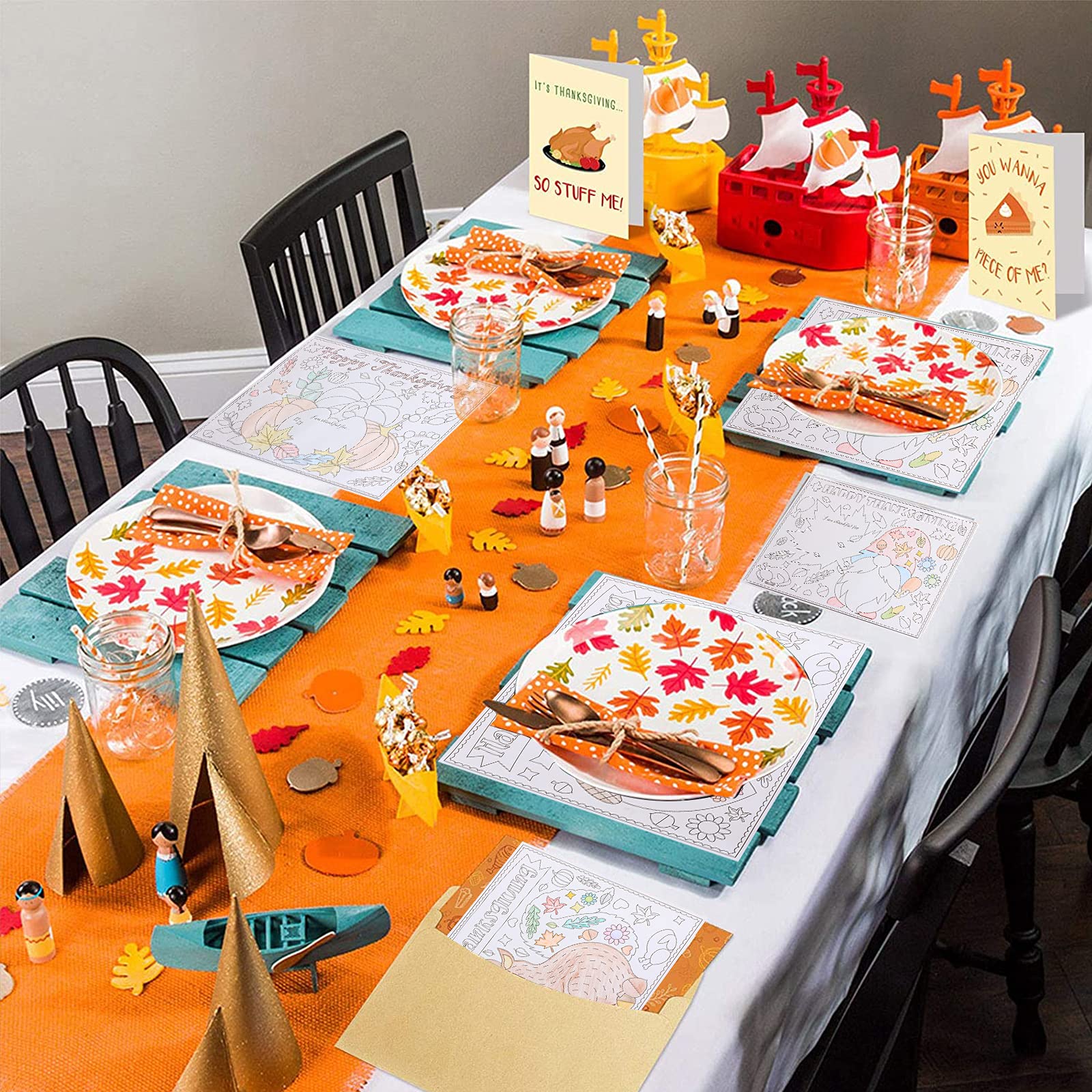 ?New? Thanksgiving Placemat For Kid, Table Mat Coloring Activity Paper Crafts To Write Thankful List By Children, 20* Sunflower