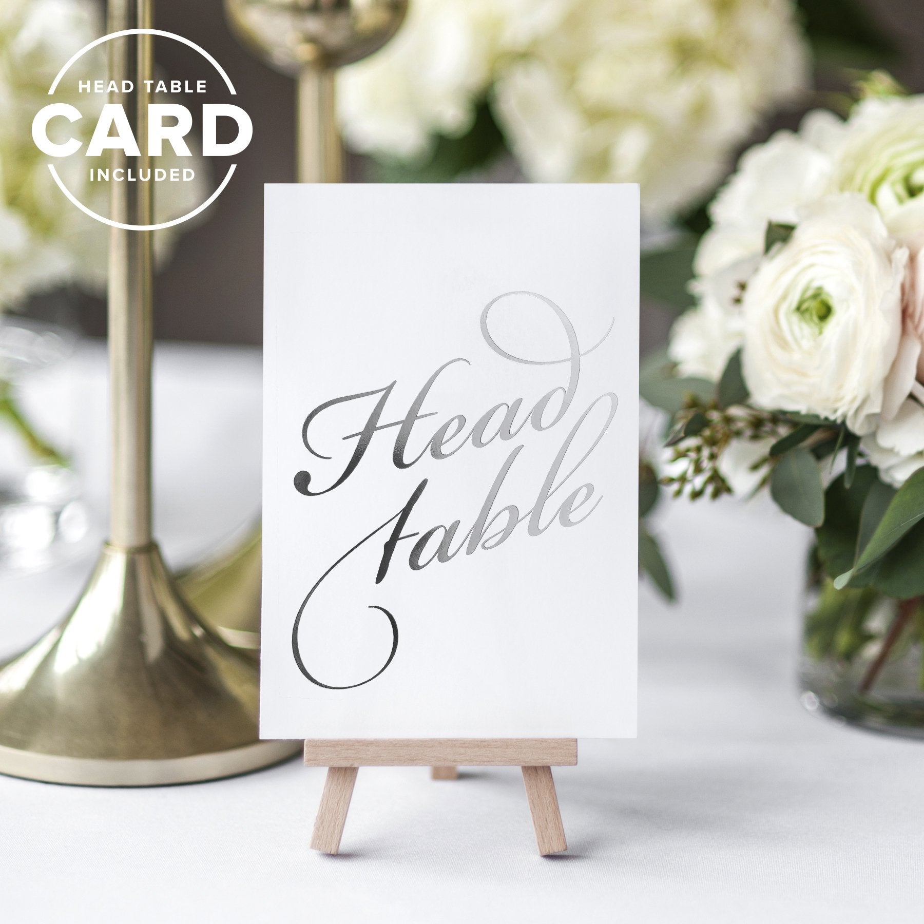 Bliss Collections Silver Foil Wedding Table Numbers, Double Sided 4X6 Calligraphy Design, Numbers 1-40 And Head Table Card Inclu