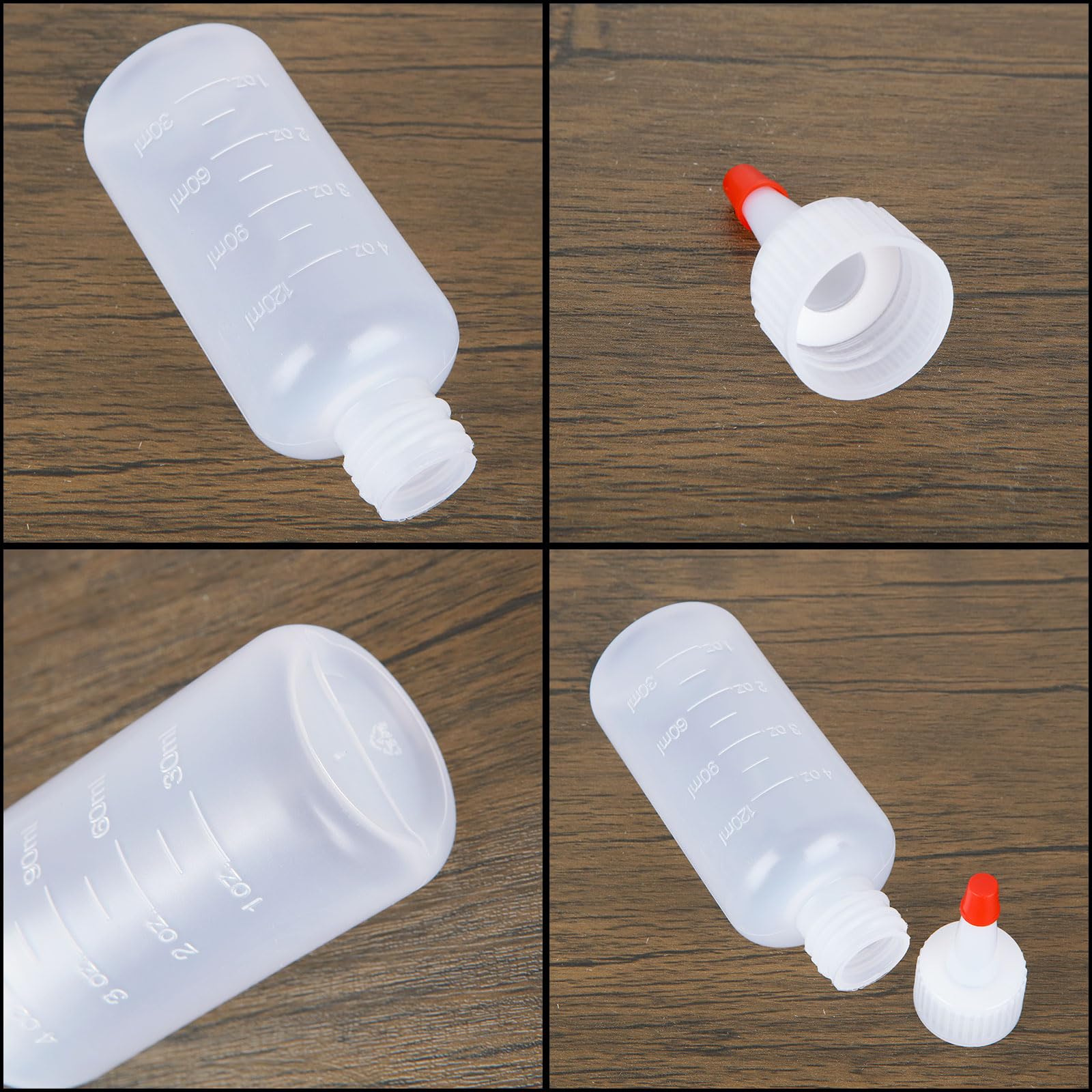 Laniakea 40Pcs Condiment Squeeze Bottles, 4Oz Condiment Bottles With Red Tip Cap And Measurement,Plastic Squeeze Bottles For Cra