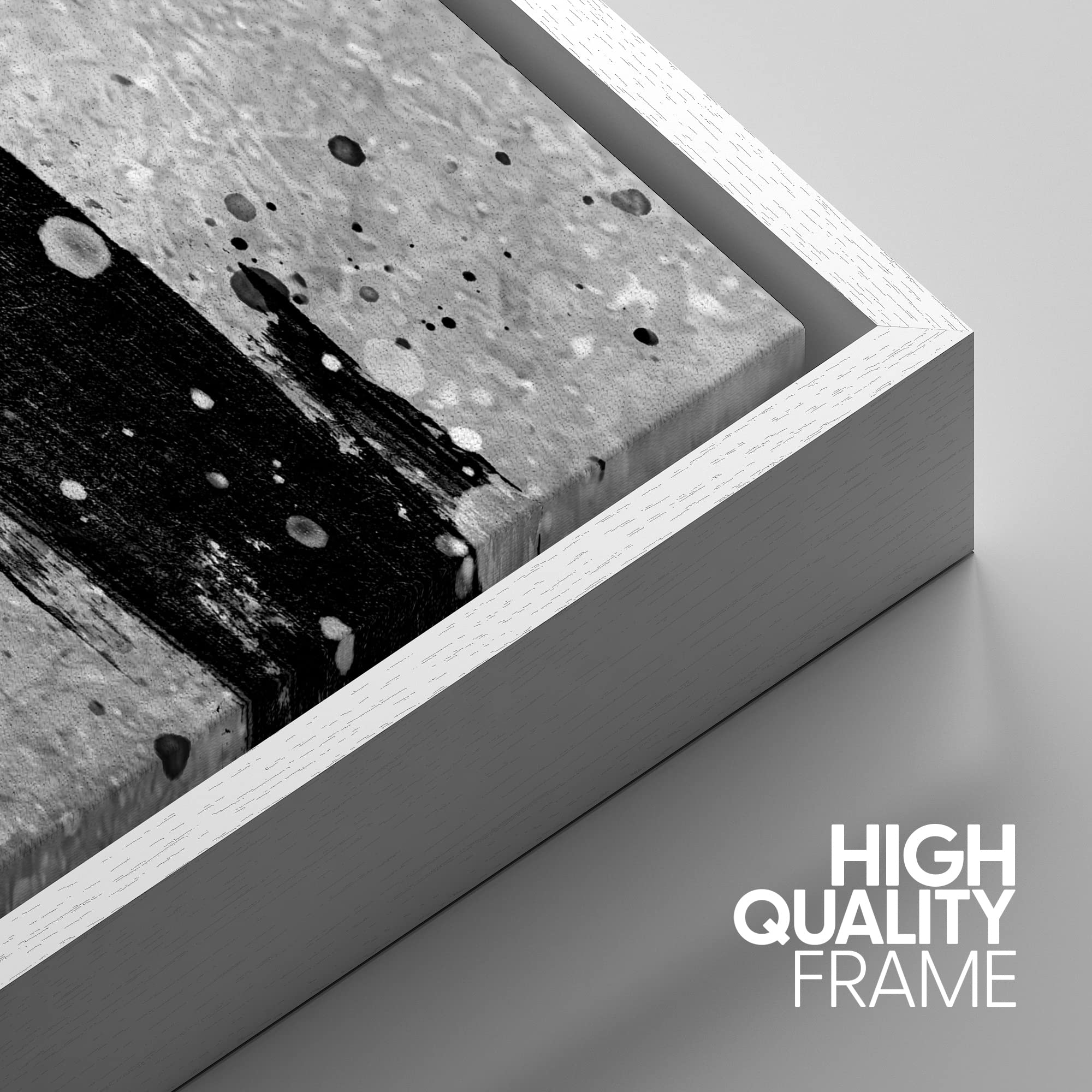 Idea4Wall Framed Wall Art Print Set Paint Dots With Black & White Lines Abstract Shapes Illustrations Modern Art Alternative Sce