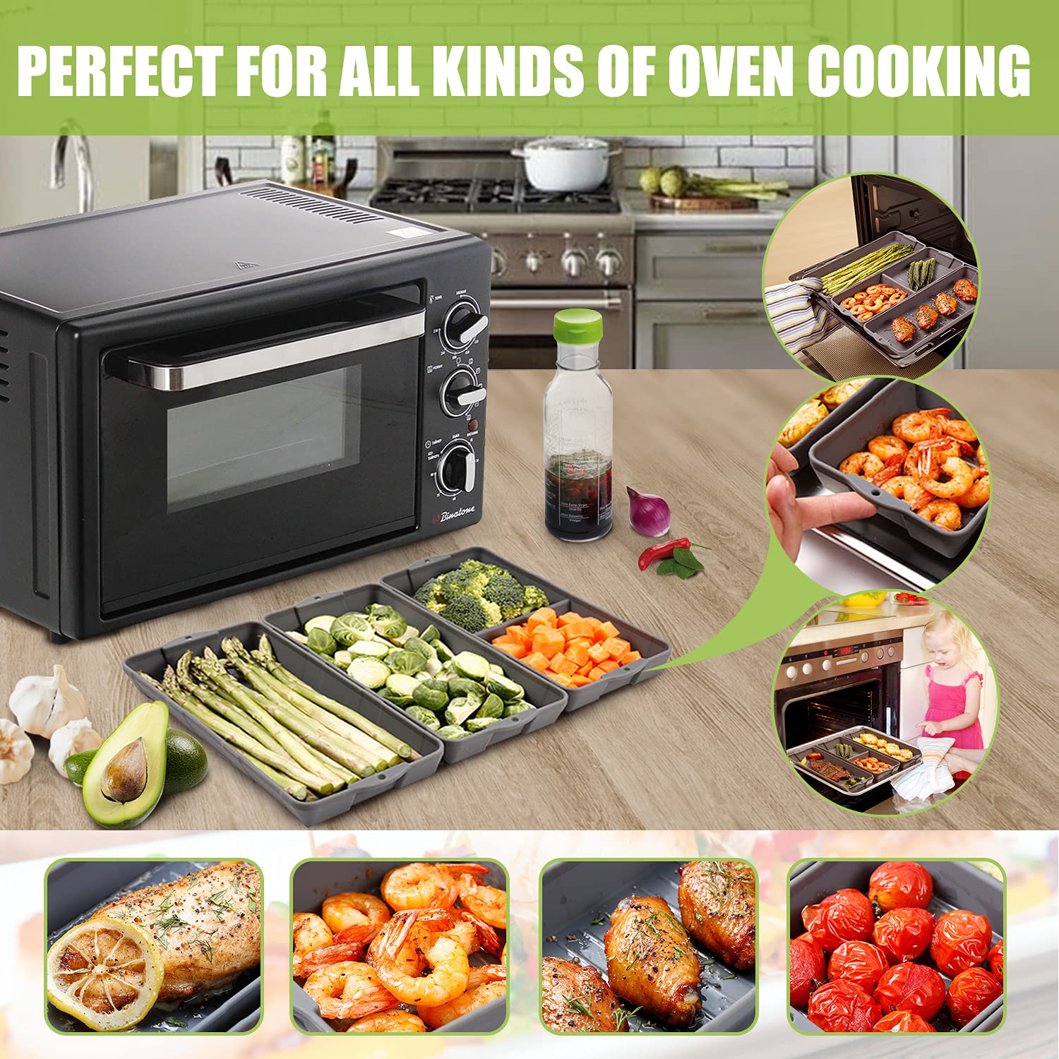 Zip Standing Nonstick Bakeware Set, New Large Size Cake Silicone Sheet Pan, Baking Pan Dividers, Suitable For Oven, Air Fryer To