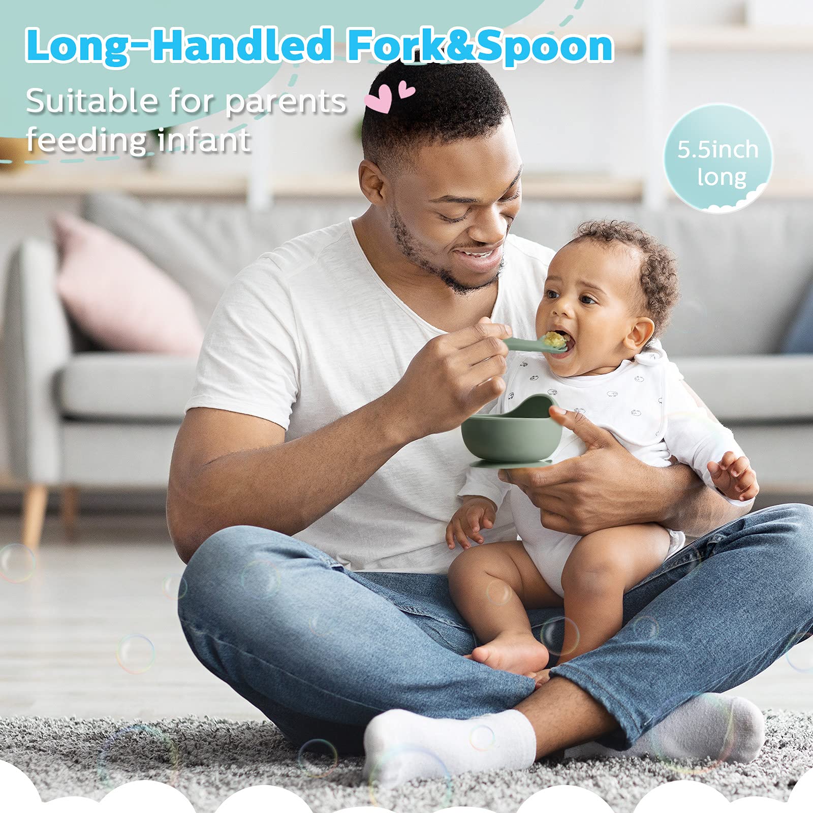 6 Pieces Silicone Baby Feeding Forks and Spoons Set Hot Safety First Stage Self Feeding Supplies Mini Kids Utensils for Over 6 M