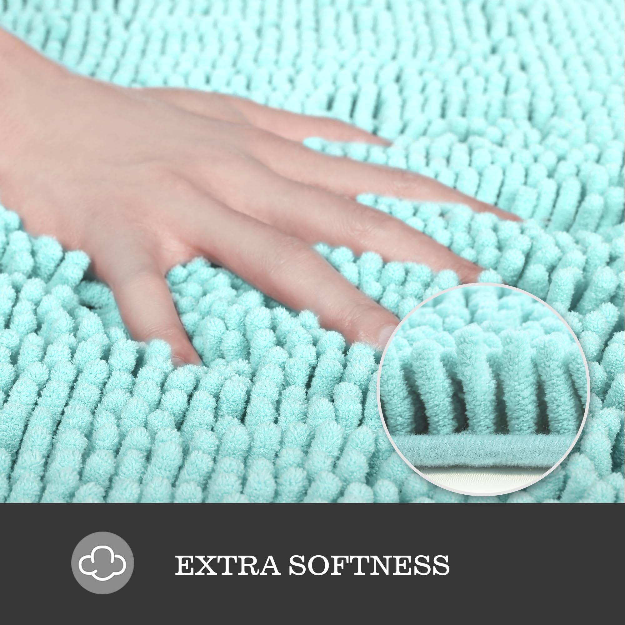 Yeaban Aqua Bathroom Rugs Sets 2 Piece - Thick Chenille Bath Mats | Absorbent And Washable Bath Rug Non-Slip, Plush And Soft Rug