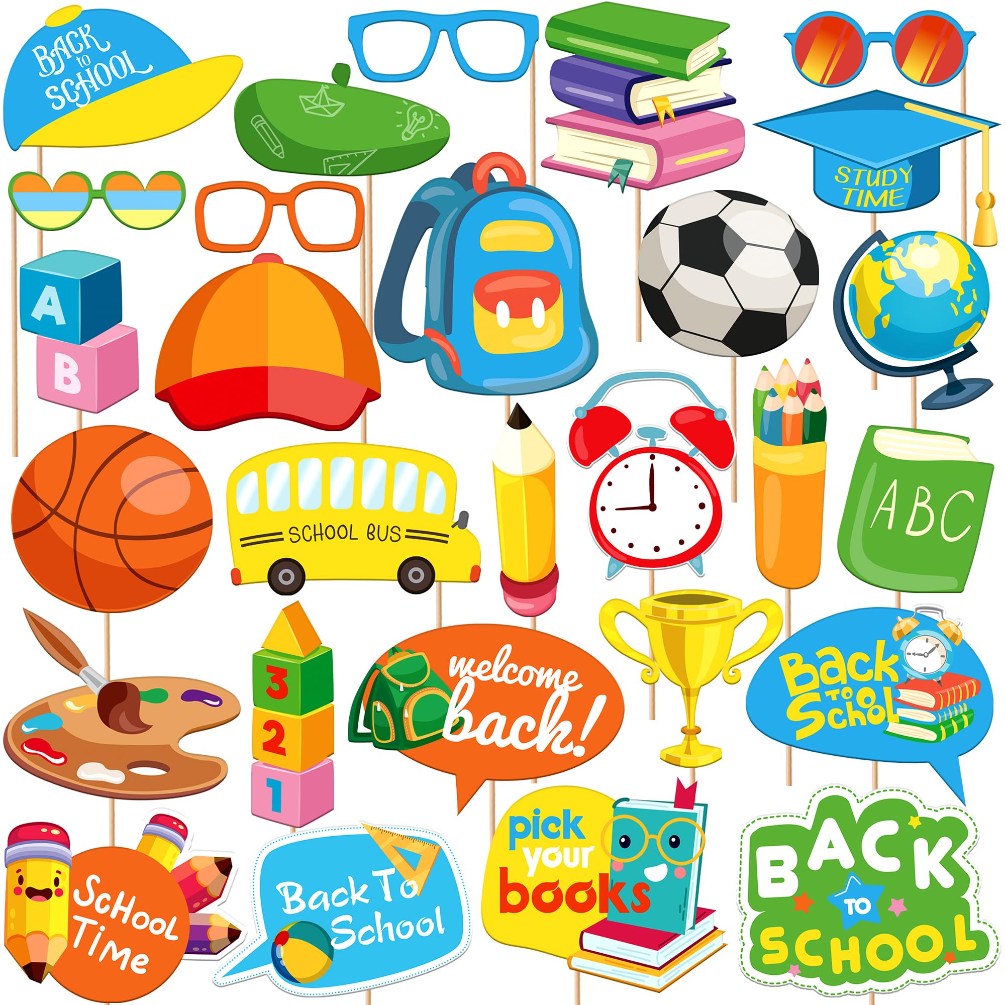 Katchon, Back To School Photo Booth Props - Pack Of 28 | Back To School Photo Props For Back To School Decorations For Classroom
