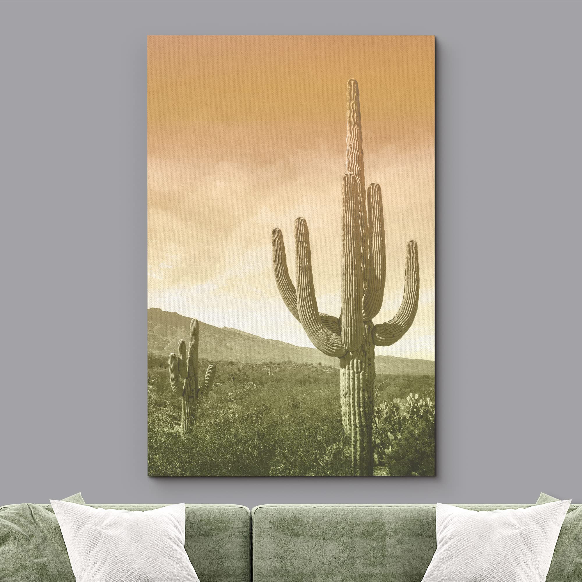 Wall26 Canvas Print Wall Art Vintage Desert Brush Cactus Landscape Nature Wilderness Photography Realism Decorative Landscape Re
