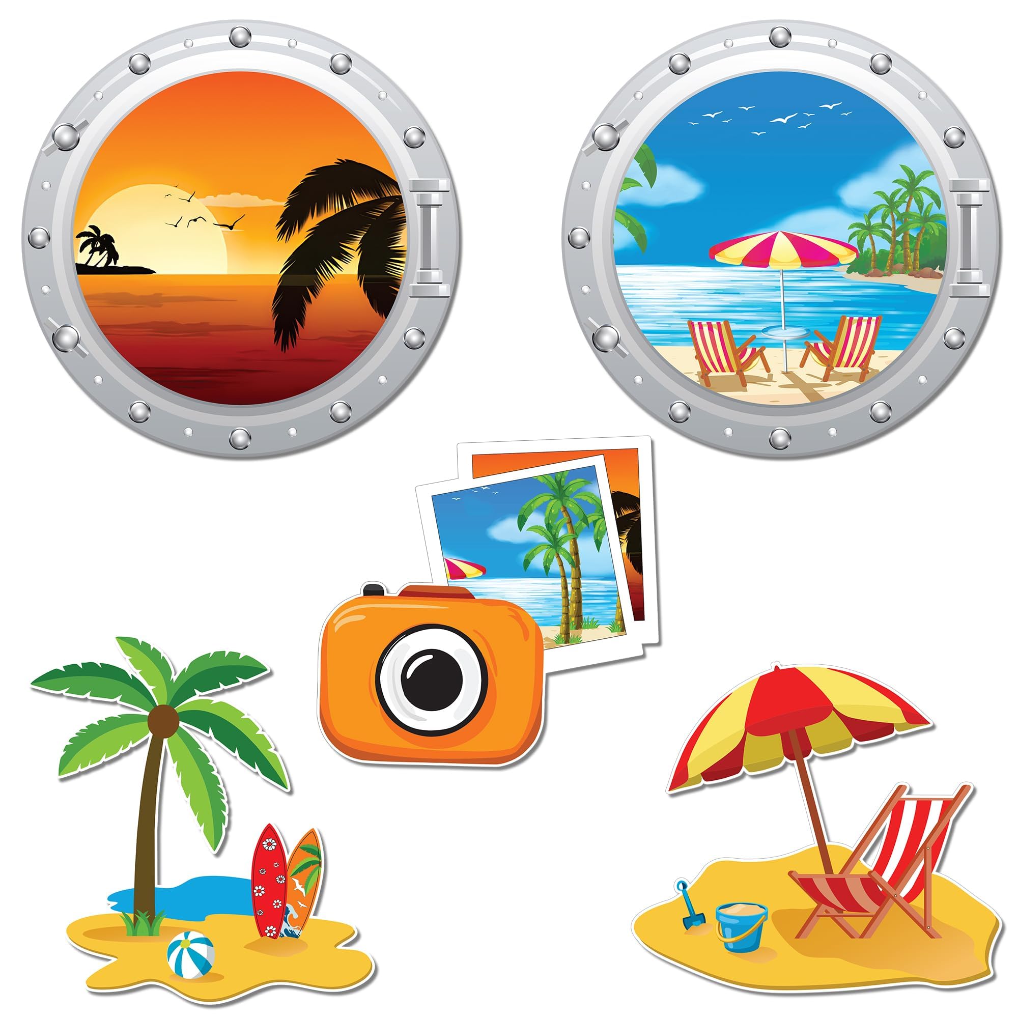 ZCCLINN Cruise Door Decorations Magnetic - 5pcs Summer Beach Cruise Ship Cabin Door Magnets Decor, Large Hawaii Tropical Funny M