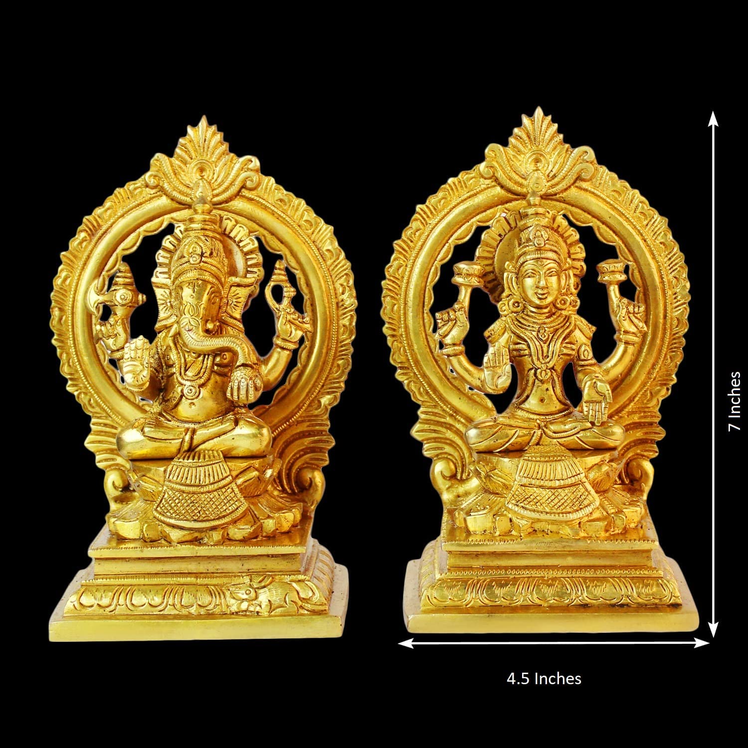 Kartique Brass Laxmi Ganesh Idol Bhagwan Ganpati Murti Metal Statue Sitting Laxmi Ji For Home Office Decor Pooja Good Luck Gift