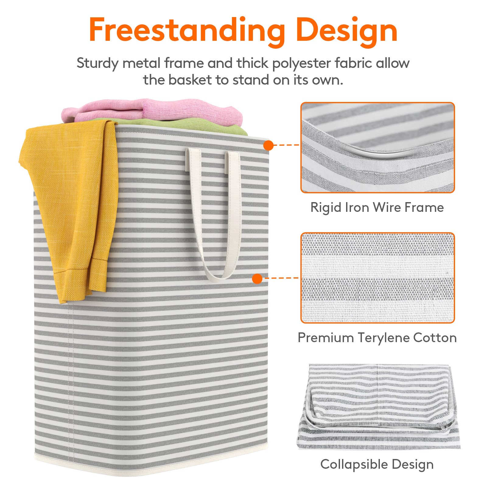 Lifewit Laundry Hamper Large Collapsible Laundry Baskets, Freestanding Waterproof Clothes Hamper with Easy Carry Handles in Laun