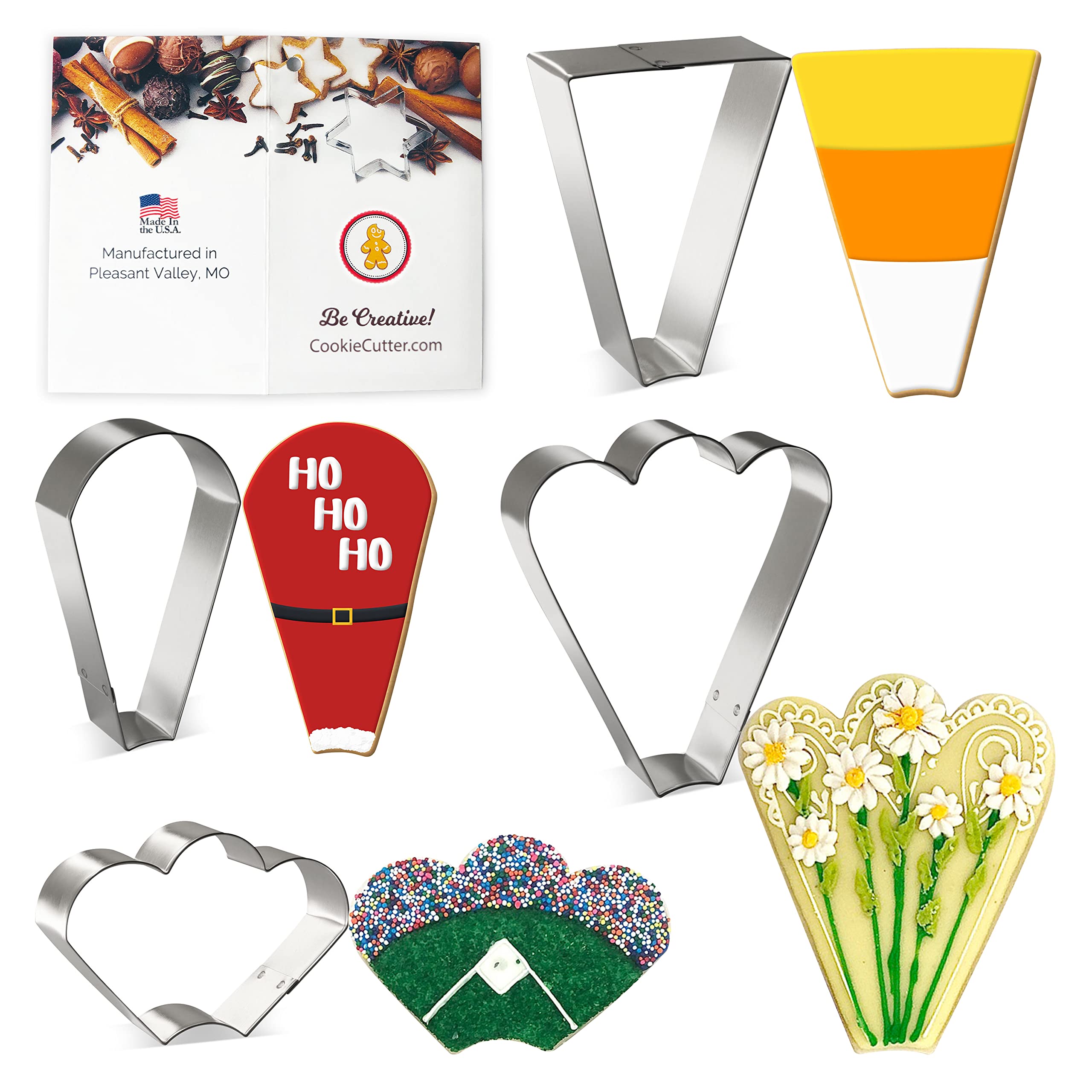 Foose Brand Cookie Cutters 4 Piece Platter Cookie Cutter Set 3 3/8 Intrapezoid, 4 In Teardrop Round, 3 In Clam And 4.5 In Fan Th