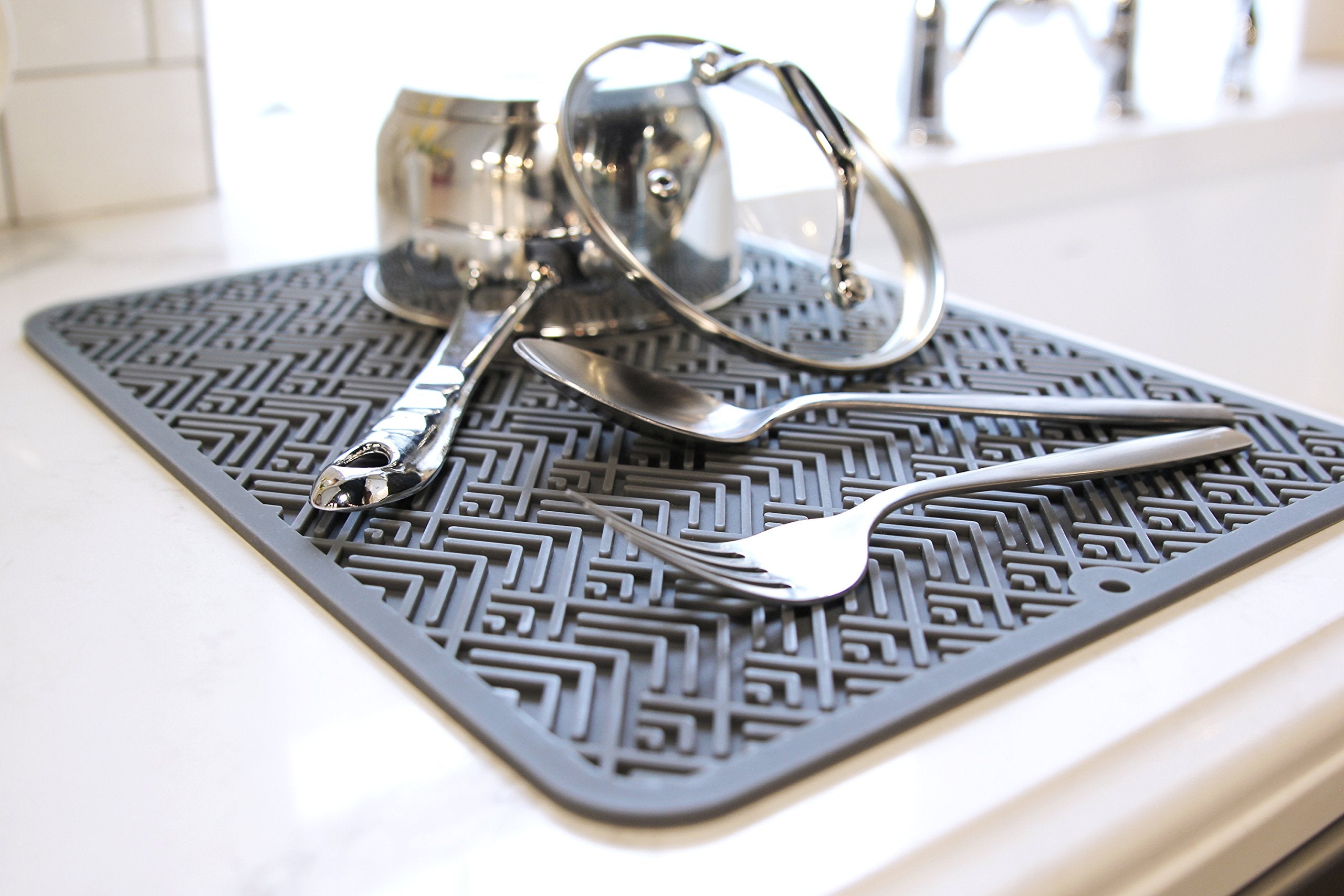 S&T Inc. Silicone Dish Drying Mat Or Trivet For Kitchen Durable, Heavy Duty, Non-Slip, Dishwasher Safe And Heat Resistant, 12 In