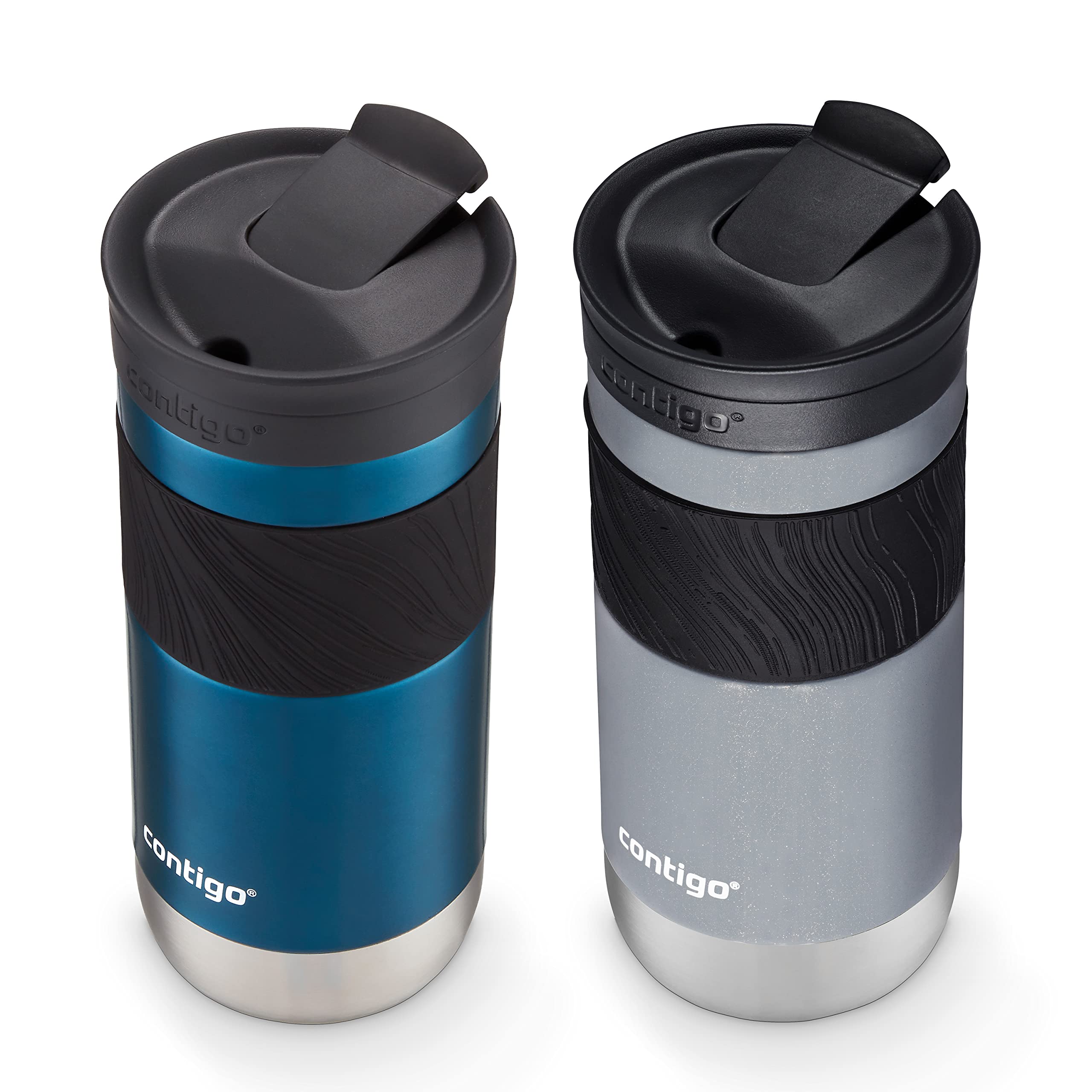 Contigo Snapseal Insulated Stainless Steel Travel Mug With Grip, 16Oz., Blueberry Transparent Satin & Gold Morel