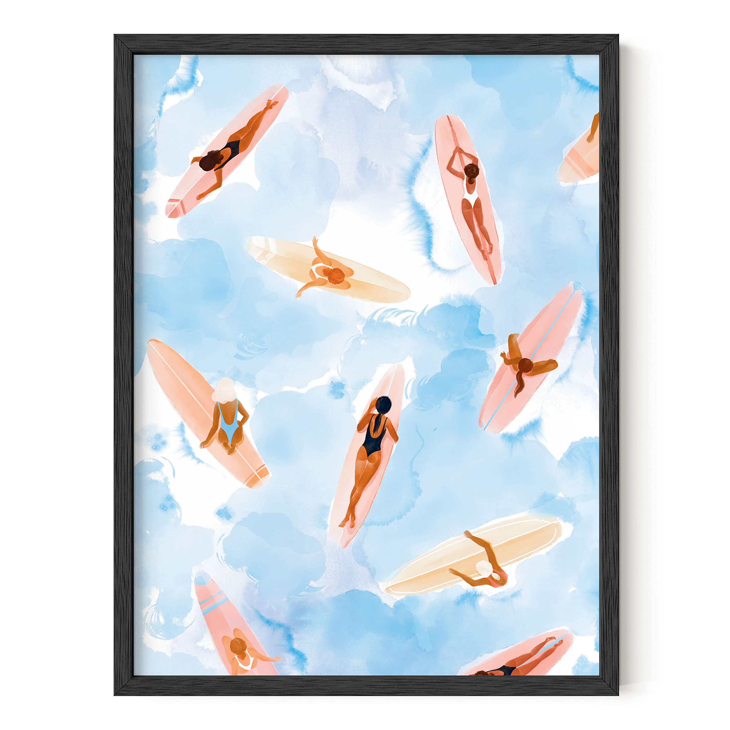 Haus And Hues Beach Art Beach Posters - Surfer Girl Poster, Beach Themed Prints, Surfing Artwork, Pictures Of Beachy Scenes Wall