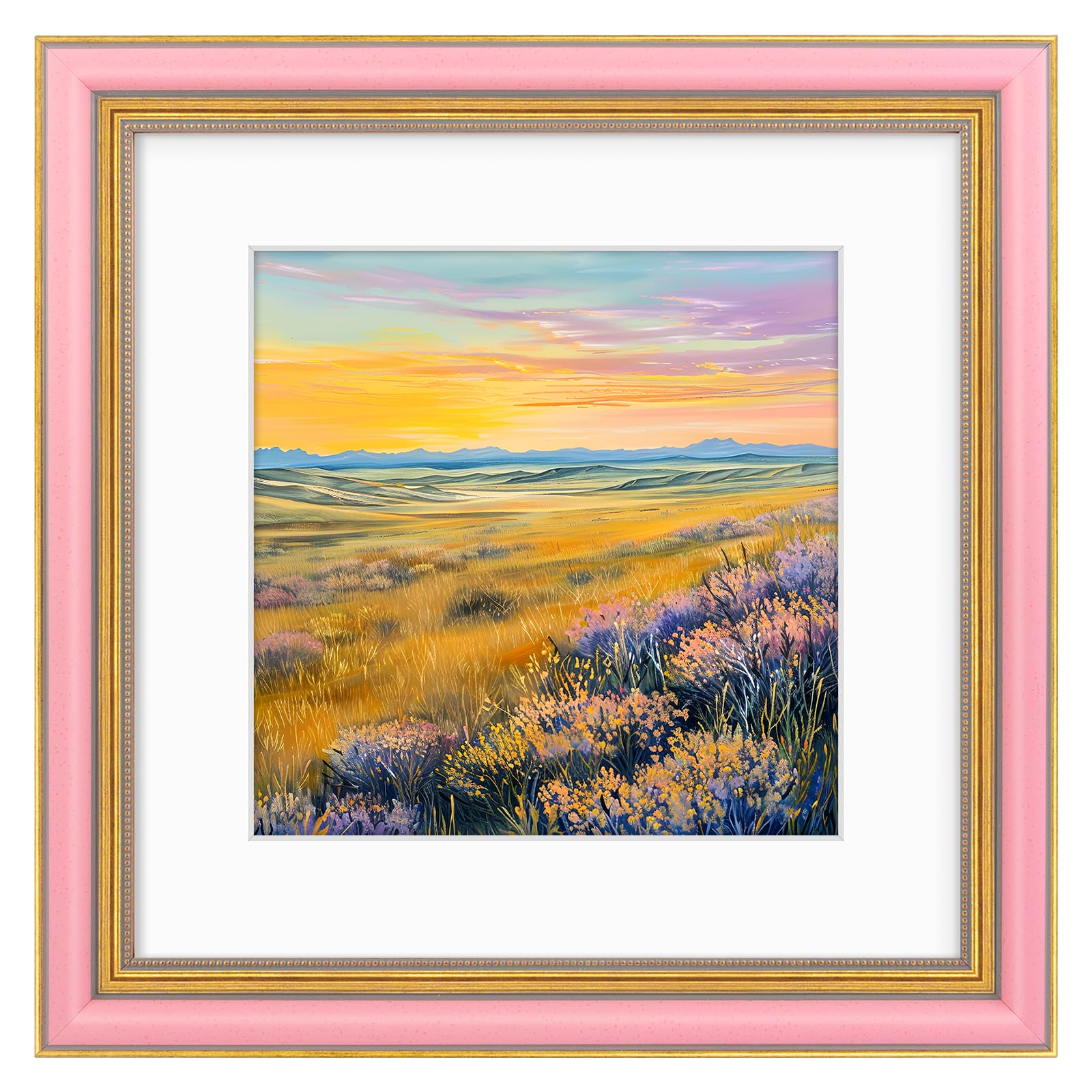 Space Art Deco,11x11 Picture Frame for 8x8 Photo with Mat or 11x11 Artwork Without Mat, Real Glass & Wall Mounting (Pink Gold)