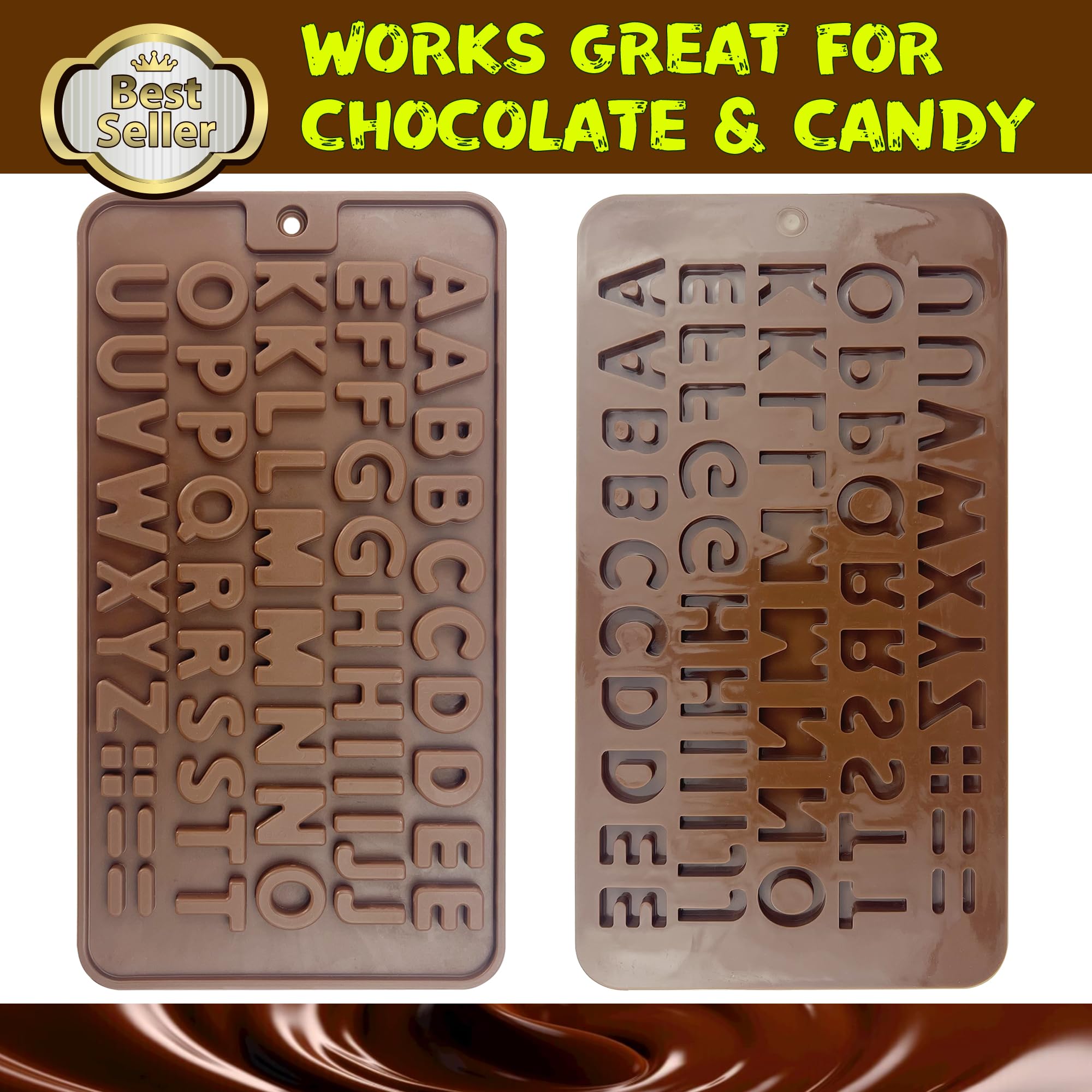 Rugvomwm Silicone Letter Mold Chocolate Molds - Non-Stick Letter Chocolate Mold, Made Of Food Grade Silicon, Perfect For Cake De