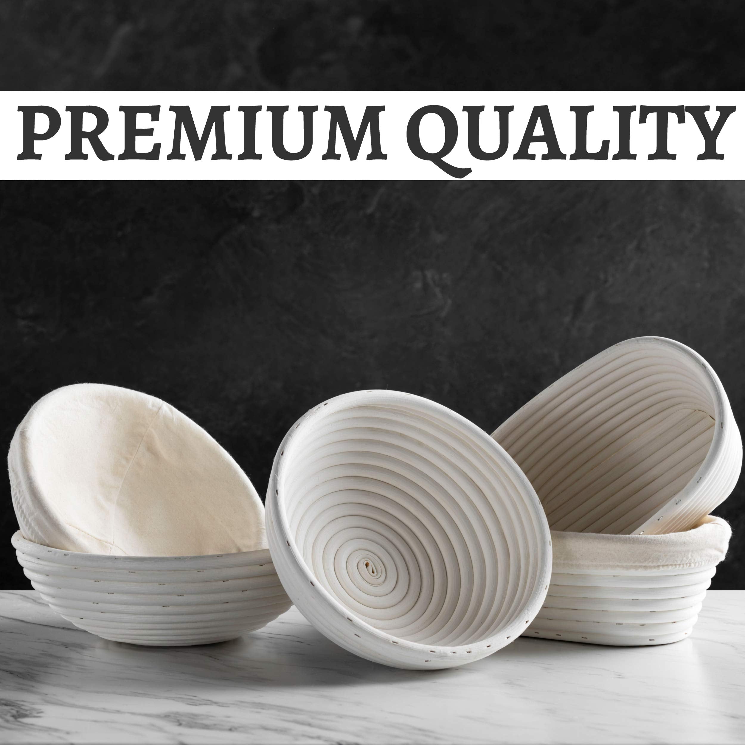 Bread Banneton Proofing Basket [Set Of 2]Oval 10X6    Inch Bread Proofing Baskets For Sourdough With Liner, Sourdough Rising Bas