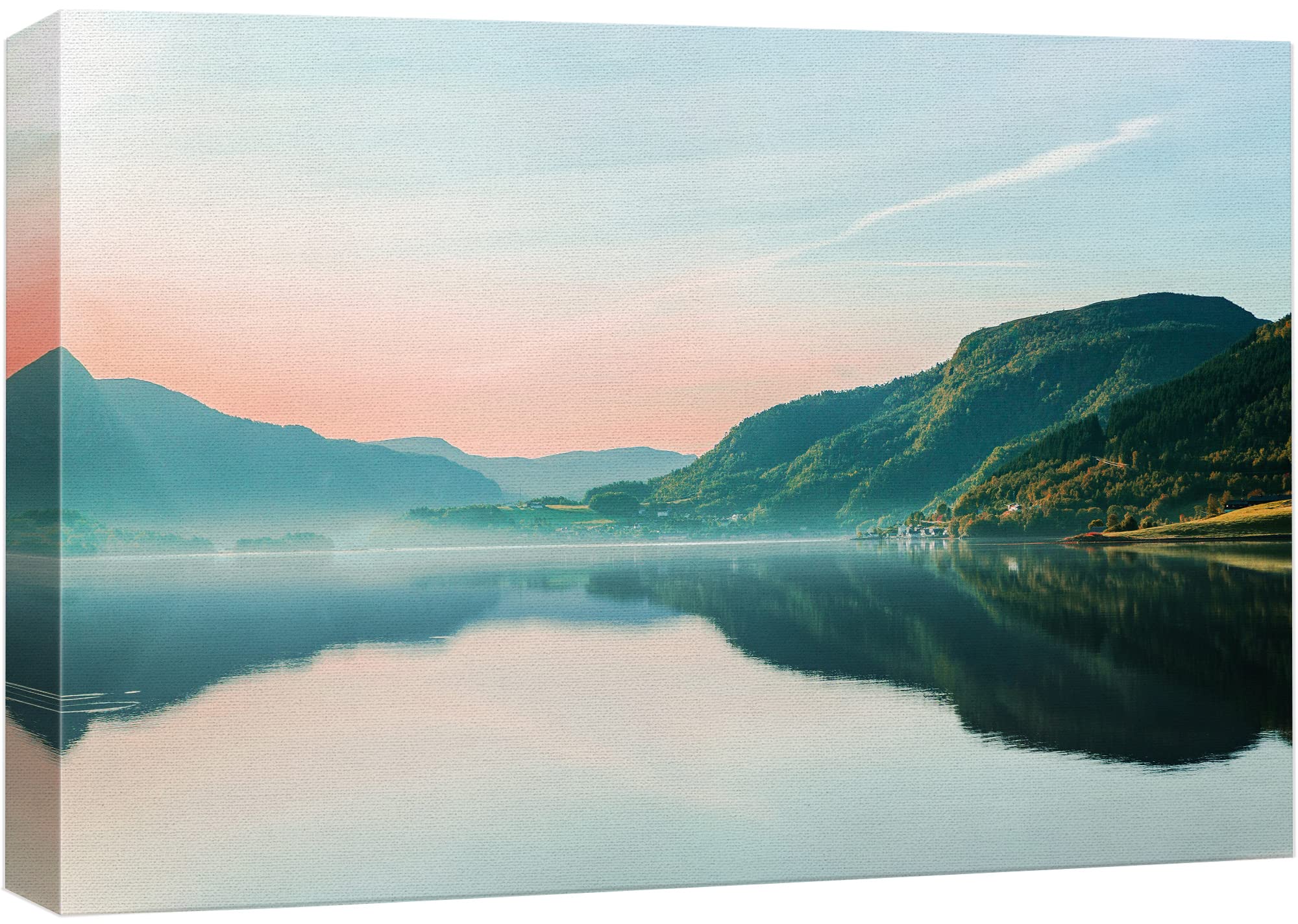 Wall26 Canvas Print Wall Art Pastel Sunset Sky Mountain Valley Lake Nature Wilderness Photography Realism Earth Scenery Rustic S