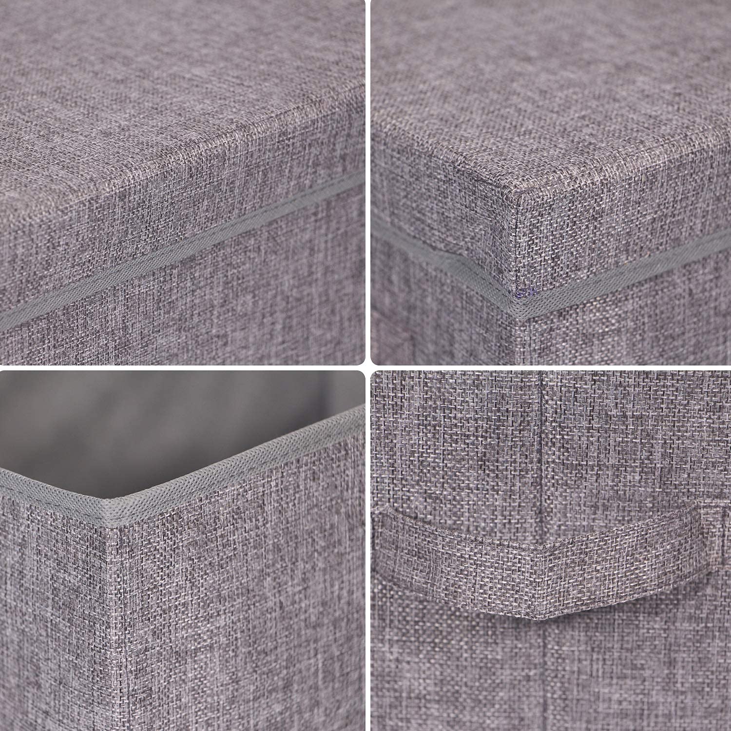 TENABORT 4 Pack Large Foldable Storage Box with Lids Fabric Storage Cube Organizer Cloth Containers Bins Baskets for Closet Clothes Clothing Bed Room