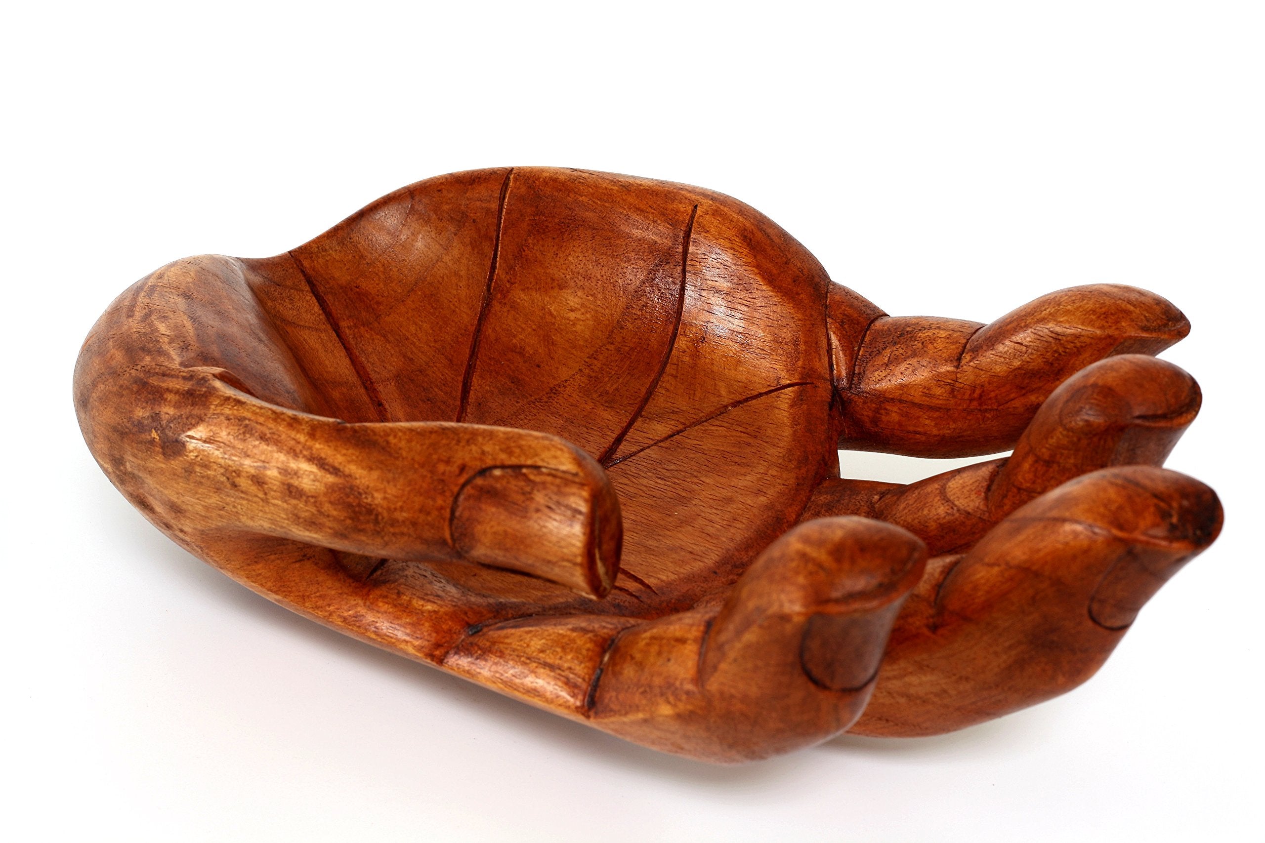 G6 Collection Wooden Handmade Hand Palm Fruit Decorative Bowl Centerpiece Hand Carved Art Home Decor Gift Decoration Artwork Han