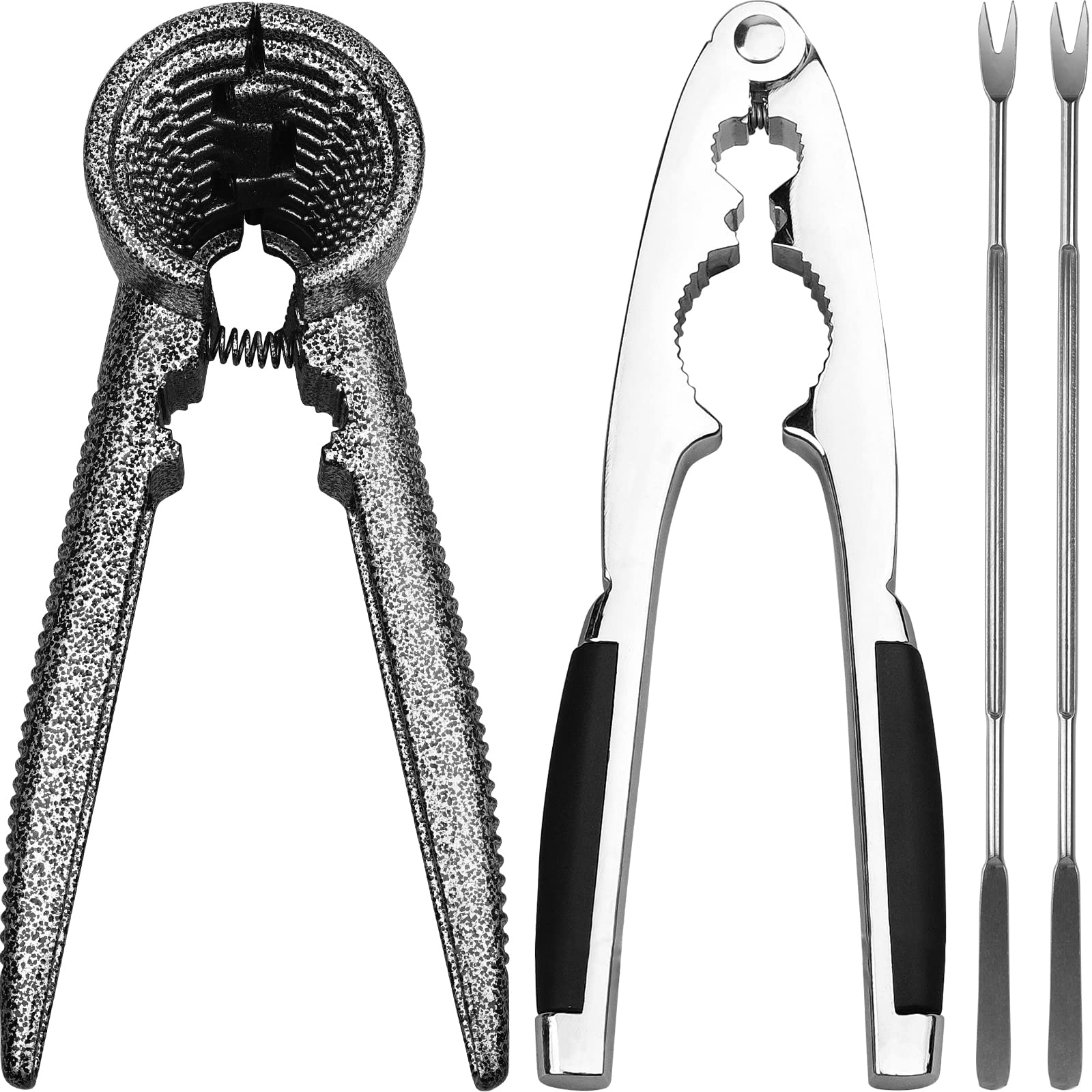 Nut Crackers Pecan Nutcracker Walnuts Plier With Non-Slip Handles Heavy Duty Crab Cracker Tool With Good Grip 2 Picks Included